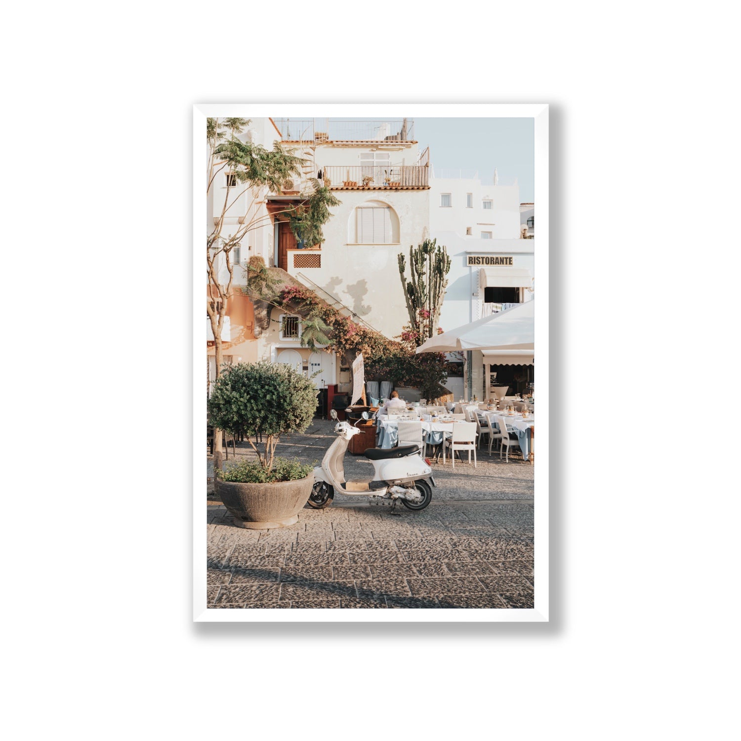 Ristorante Ischia Italian Mediterranean decor wall art Giant full-bleed fine art print in white frame