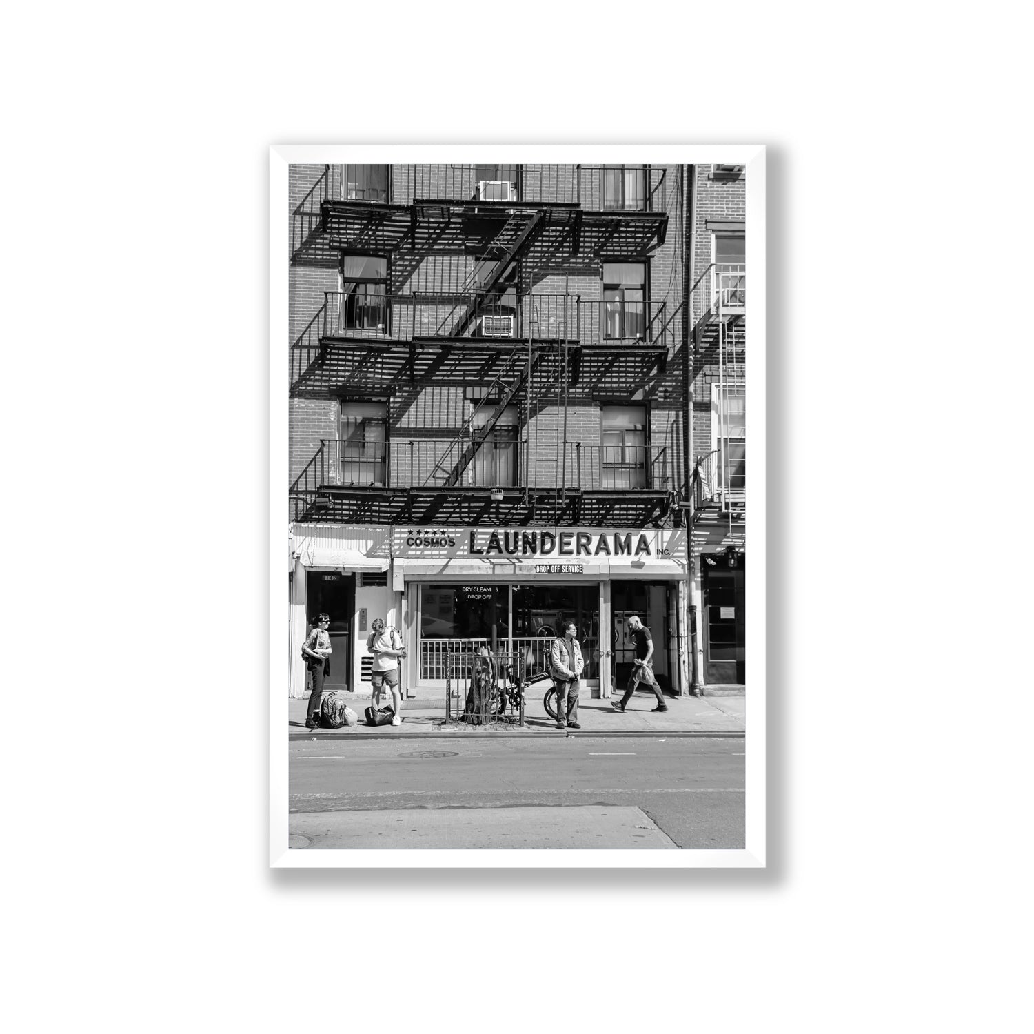 Bus Stop New York NYC Black & White wall art Giant full-bleed fine art print in white frame