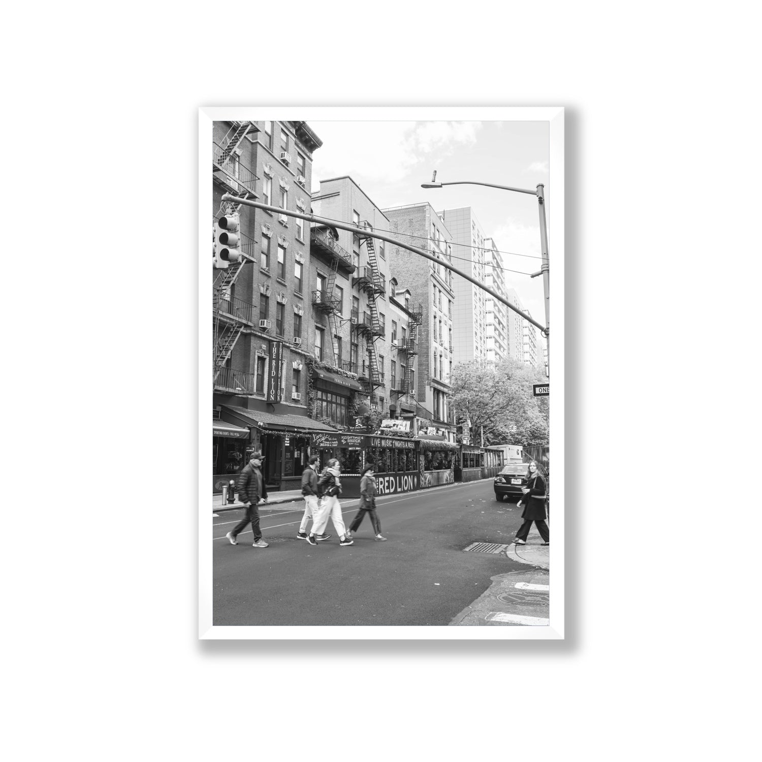 Spectral Streets New York NYC Black & White wall art Giant full-bleed fine art print in white frame