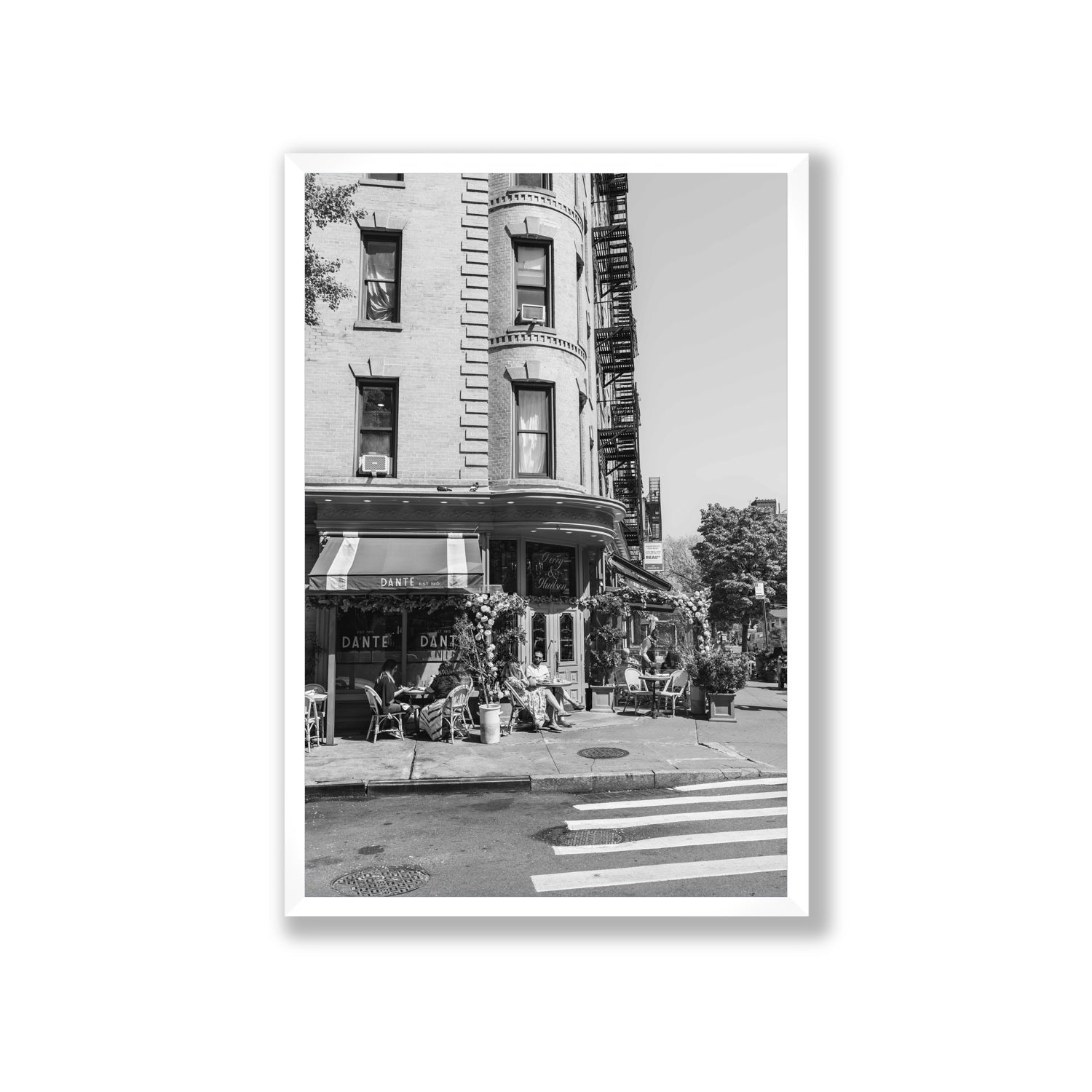 Sunny Soiree New York NYC Black & White wall art Giant full-bleed fine art print in white frame