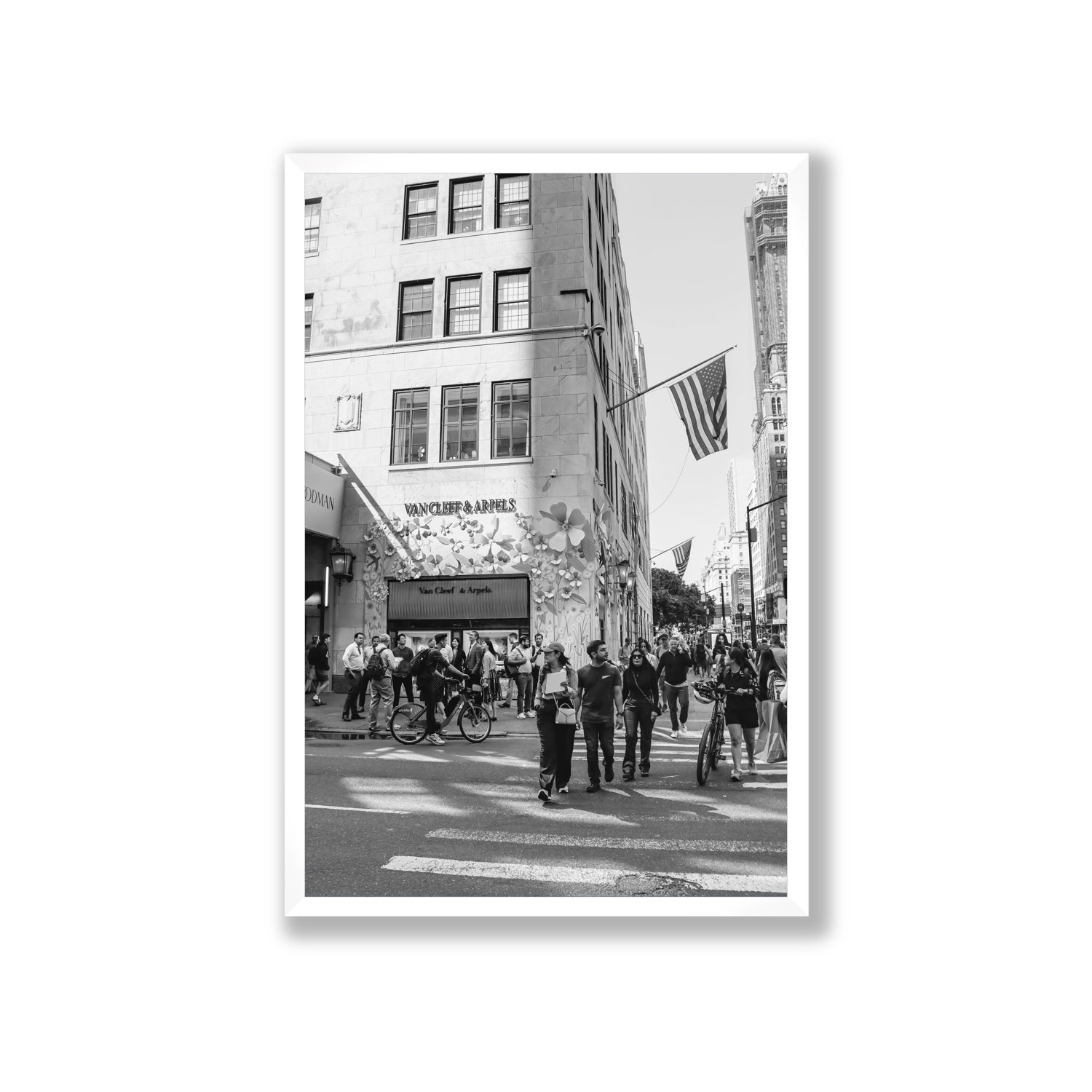 Sidewalk Shuffle New York NYC Black & White wall art Giant full-bleed fine art print in white frame