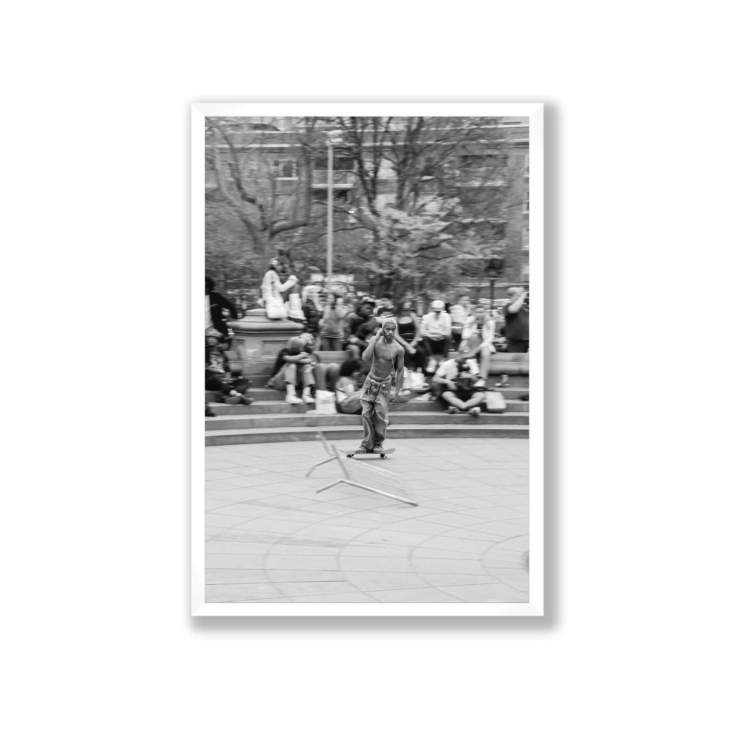 Skate Park Serenade New York NYC Black & White wall art Giant full-bleed fine art print in white frame