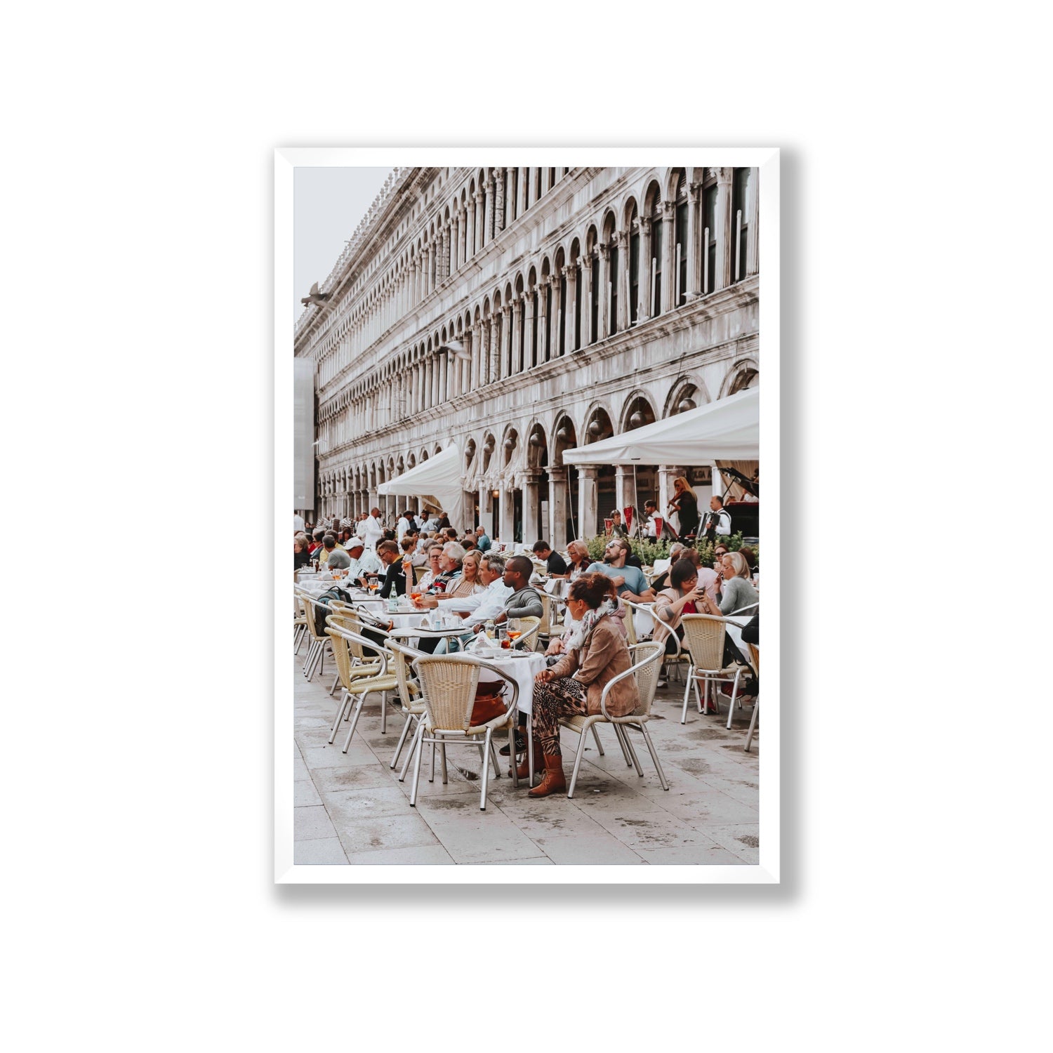 Lunchbreak Venice Italian wall art Giant full-bleed fine art print in white frame