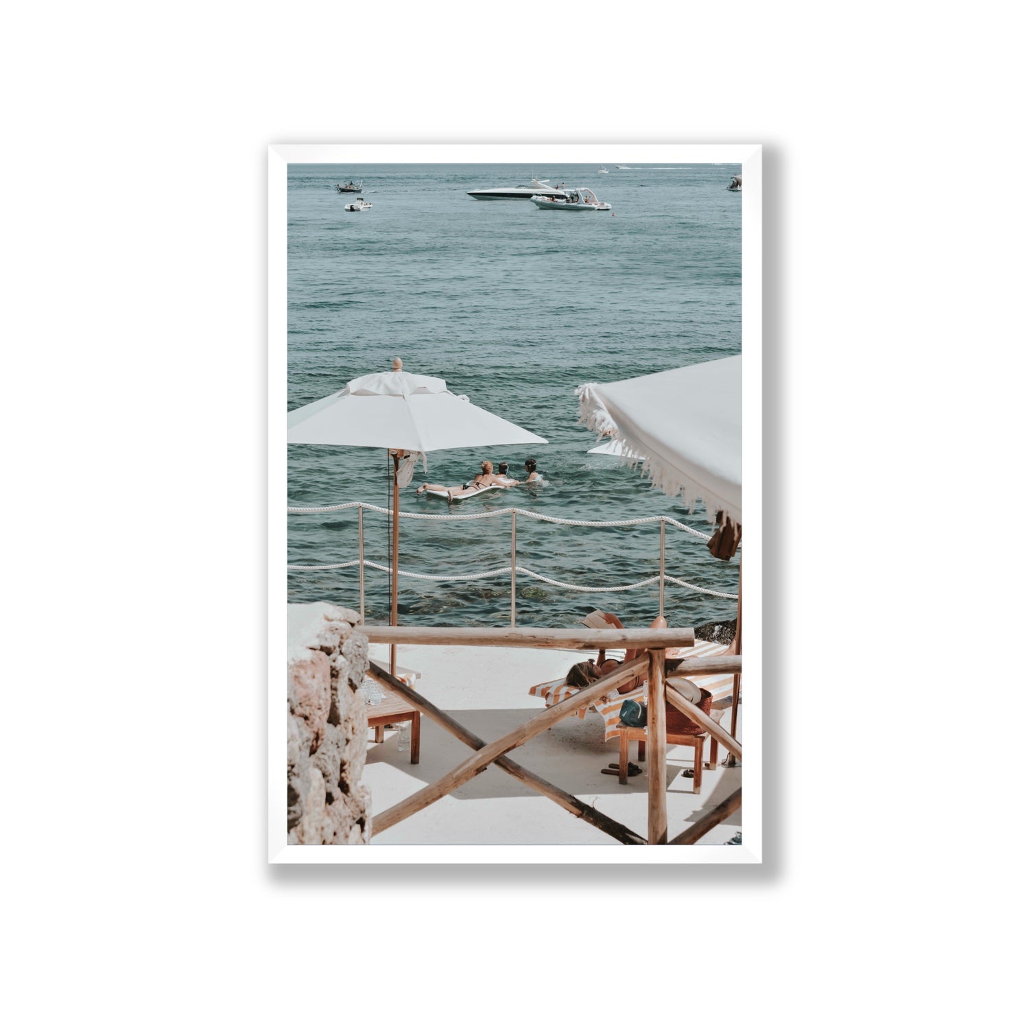 Hideaway Tuscany coastal Mediterranean wall art Giant full-bleed fine art print in white frame