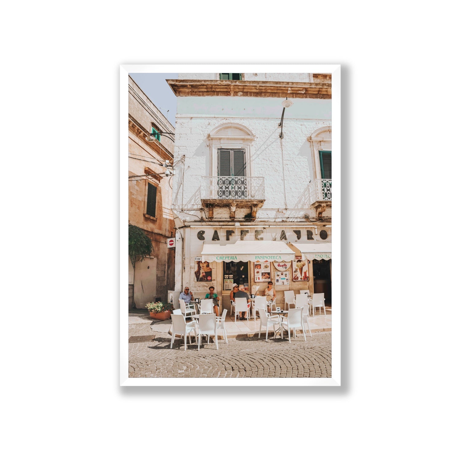 Cafe Ostuni Puglia Café Ostuni Italian wall art Giant full-bleed fine art print in white frame