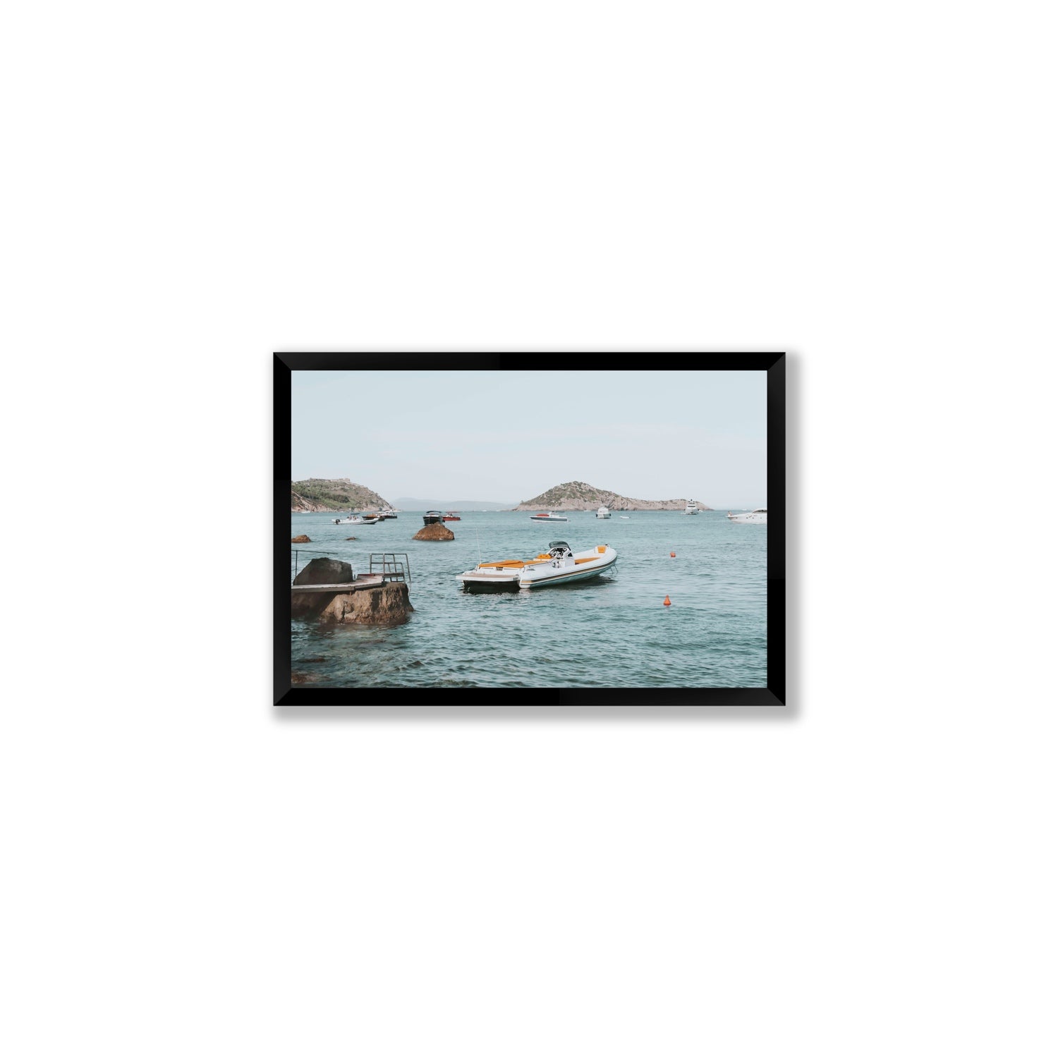 The Azure Sea Tuscany coastal Italian wall art Medium full-bleed fine art print in black frame