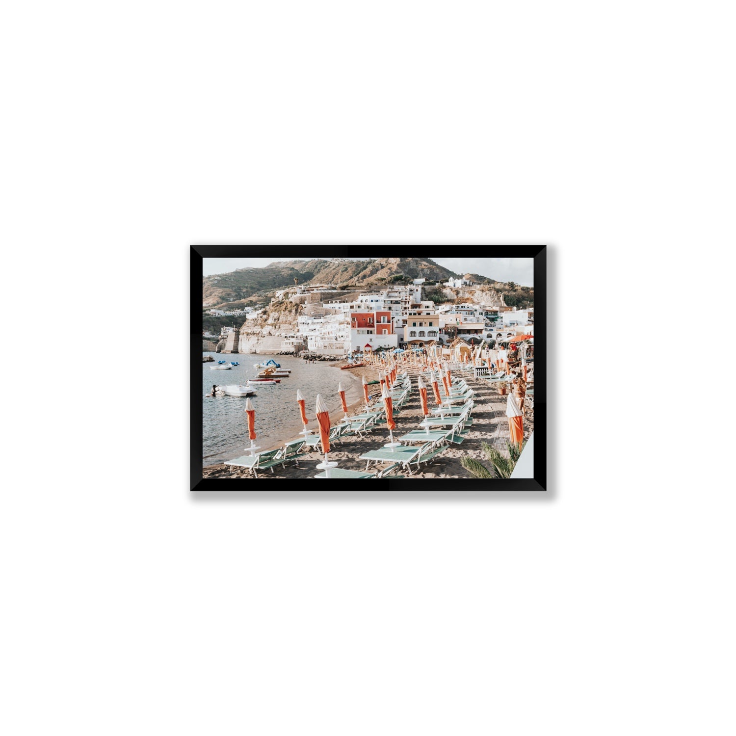 Sole Estivo Ischia Italian coastal wall art Medium full-bleed fine art print in black frame