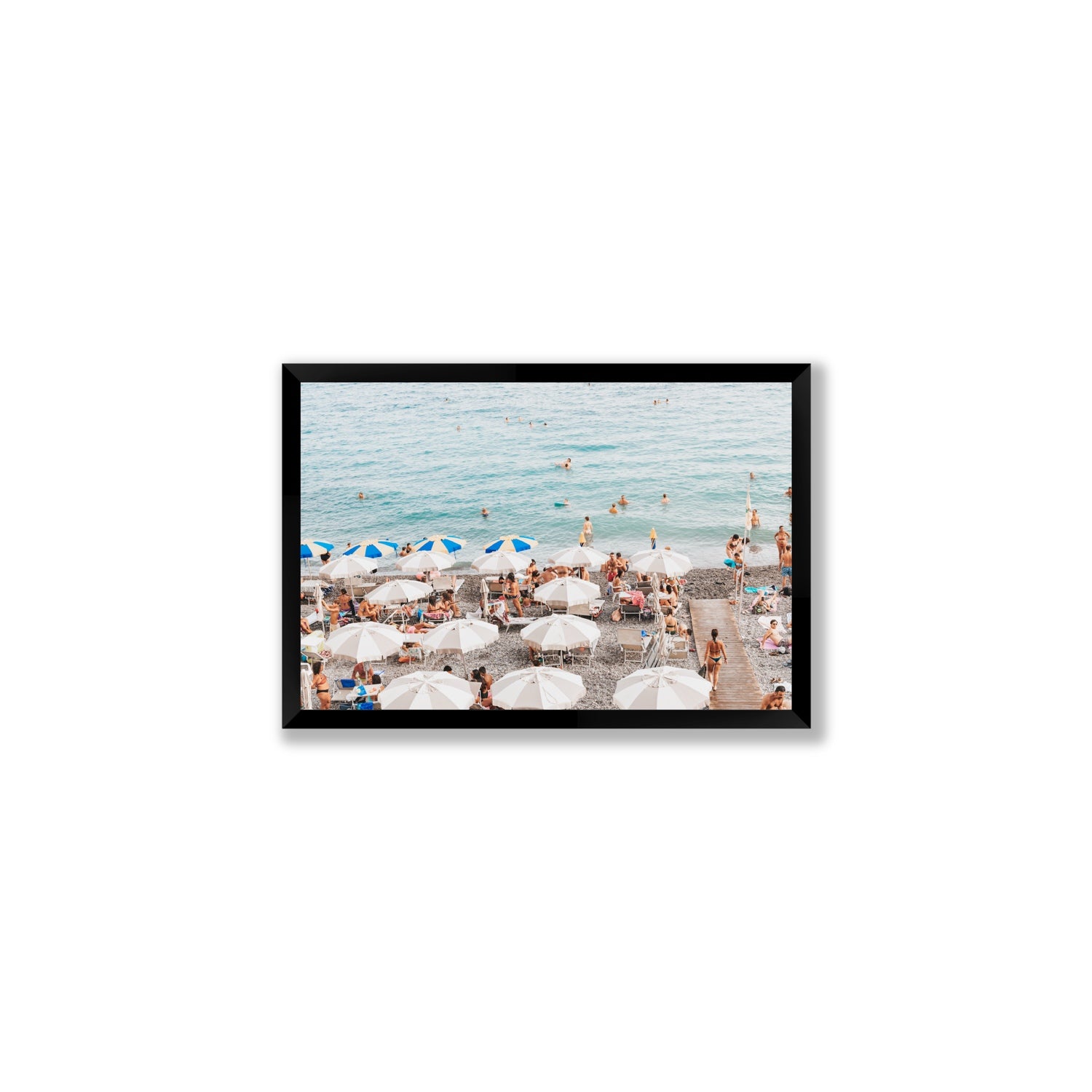Dreamscape Amalfi Italian beach wall art Medium full-bleed fine art print in black frame