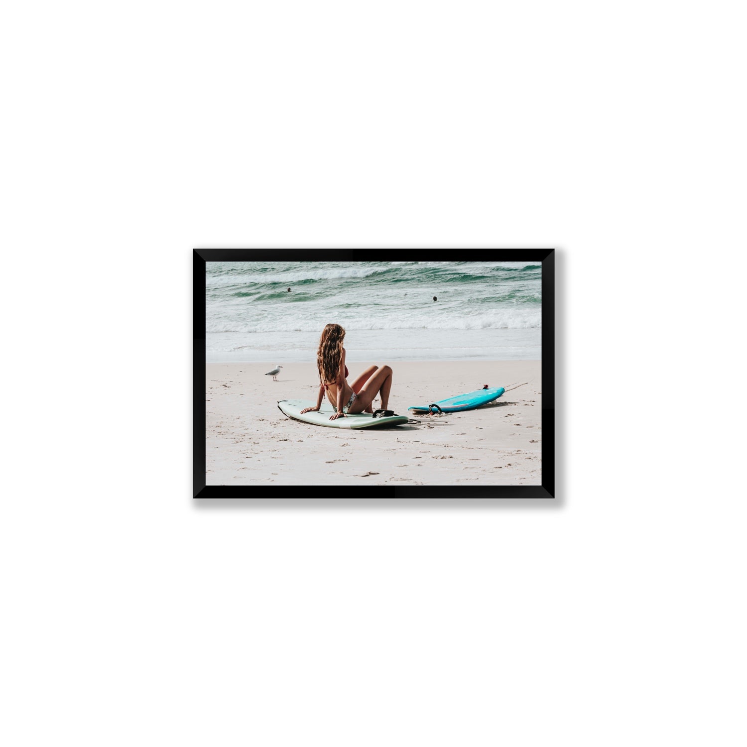 Ciao Bella Byron Bay Surf coastal wall art Medium full-bleed fine art print in black frame