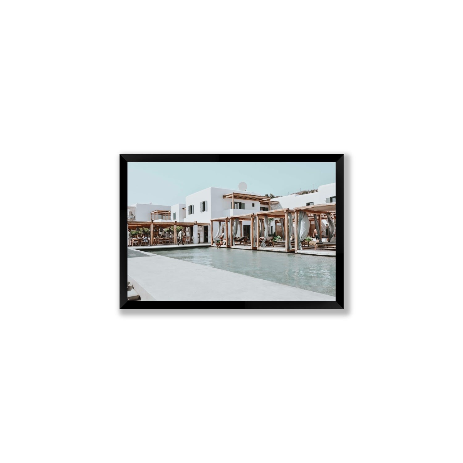 Polytelís Mykonos Greek island wall art Medium full-bleed fine art print in black frame