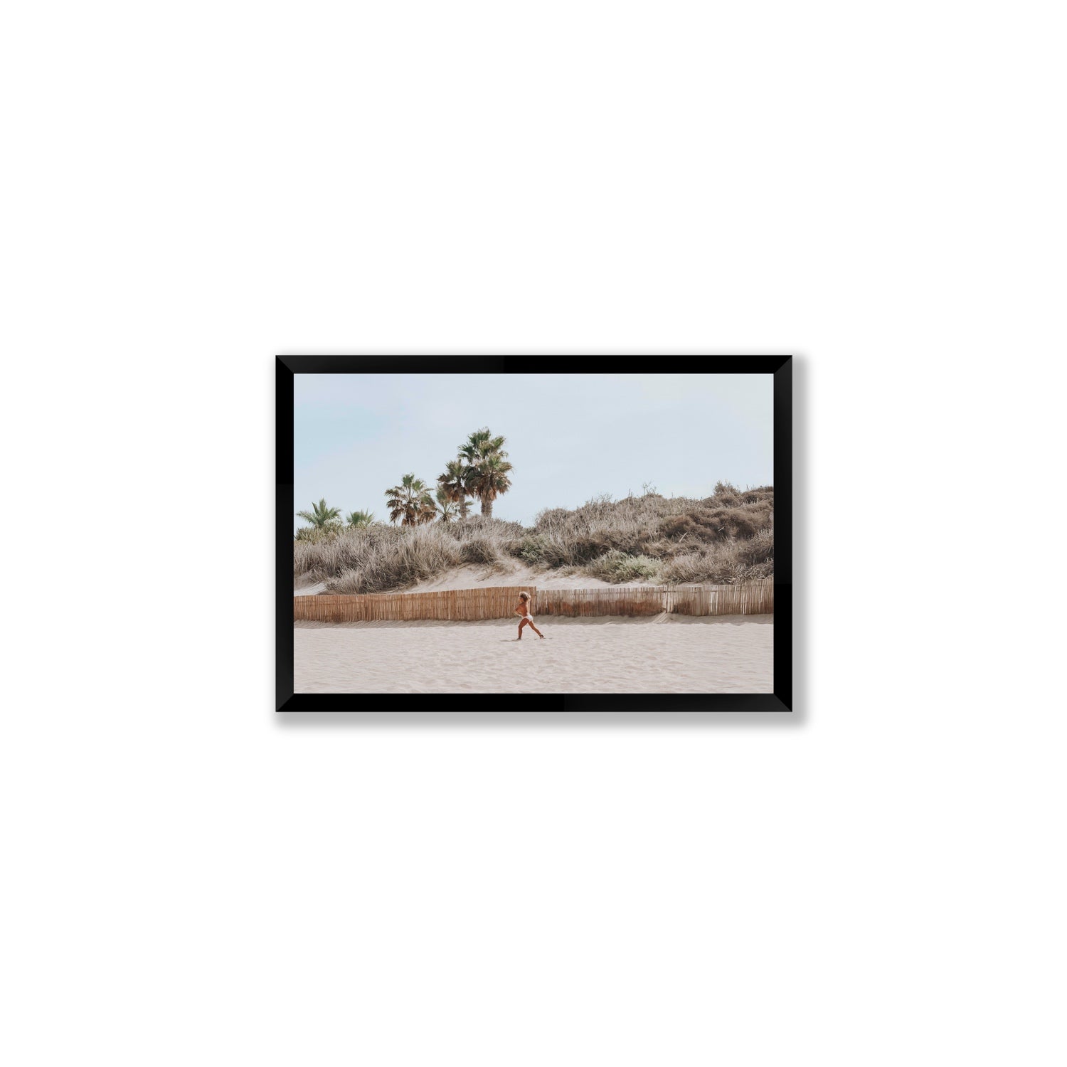 Ragazza Da Spiaggia Puglia beach Italian fine art print Medium full-bleed fine art print in black frame