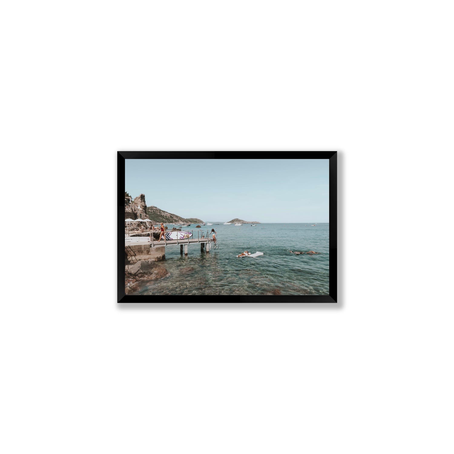 Retro Glamour Tuscany coastal Italian wall art Medium full-bleed fine art print in black frame