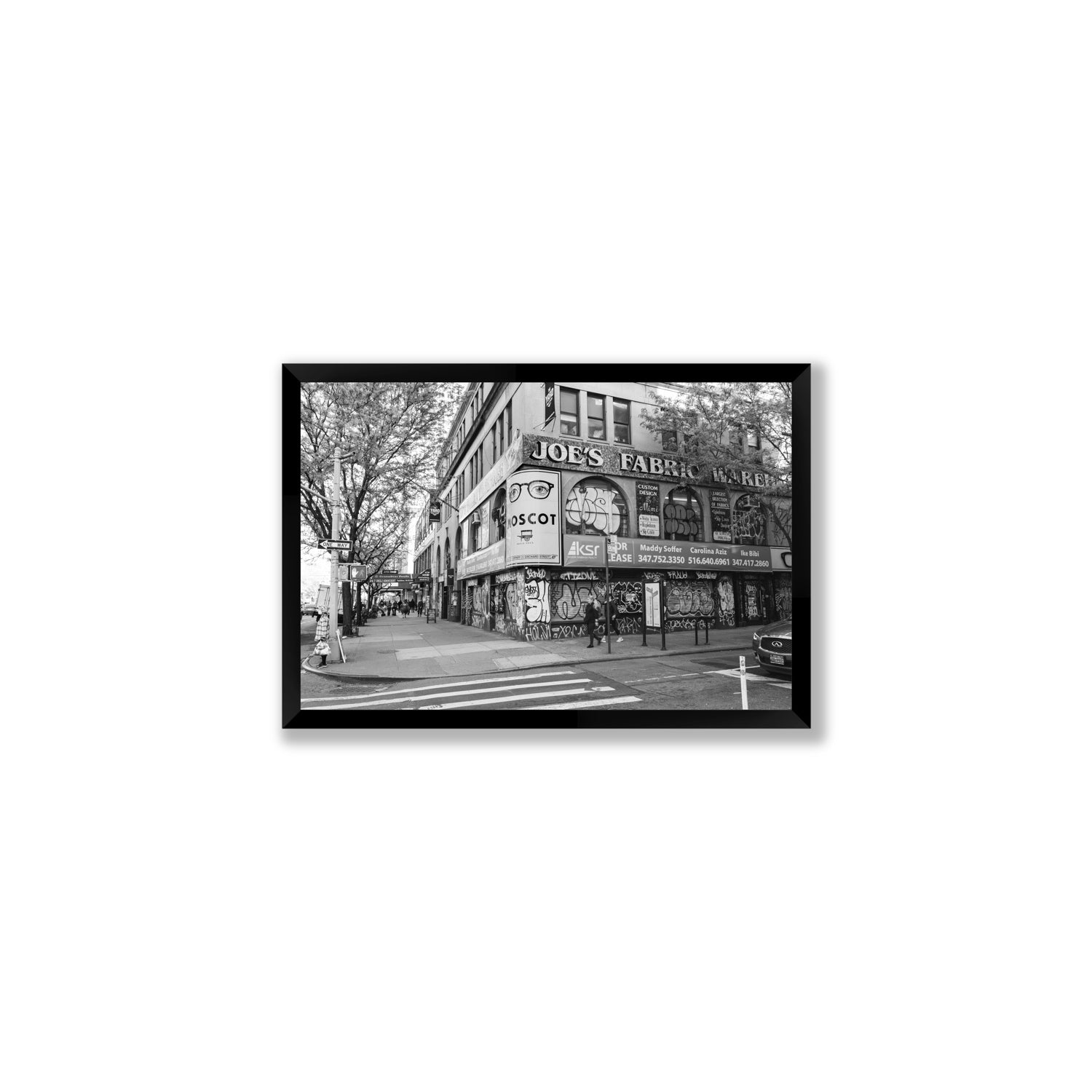 Wall Poetry New York NYC Black & White wall art Medium full-bleed fine art print in black frame