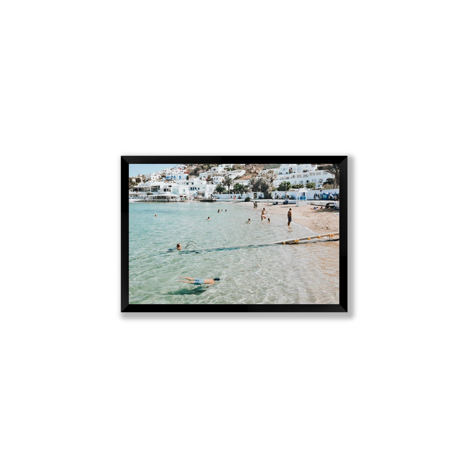 Bathe Yourself In Beauty Mykonos Greek island wall art Medium full-bleed fine art print in black frame