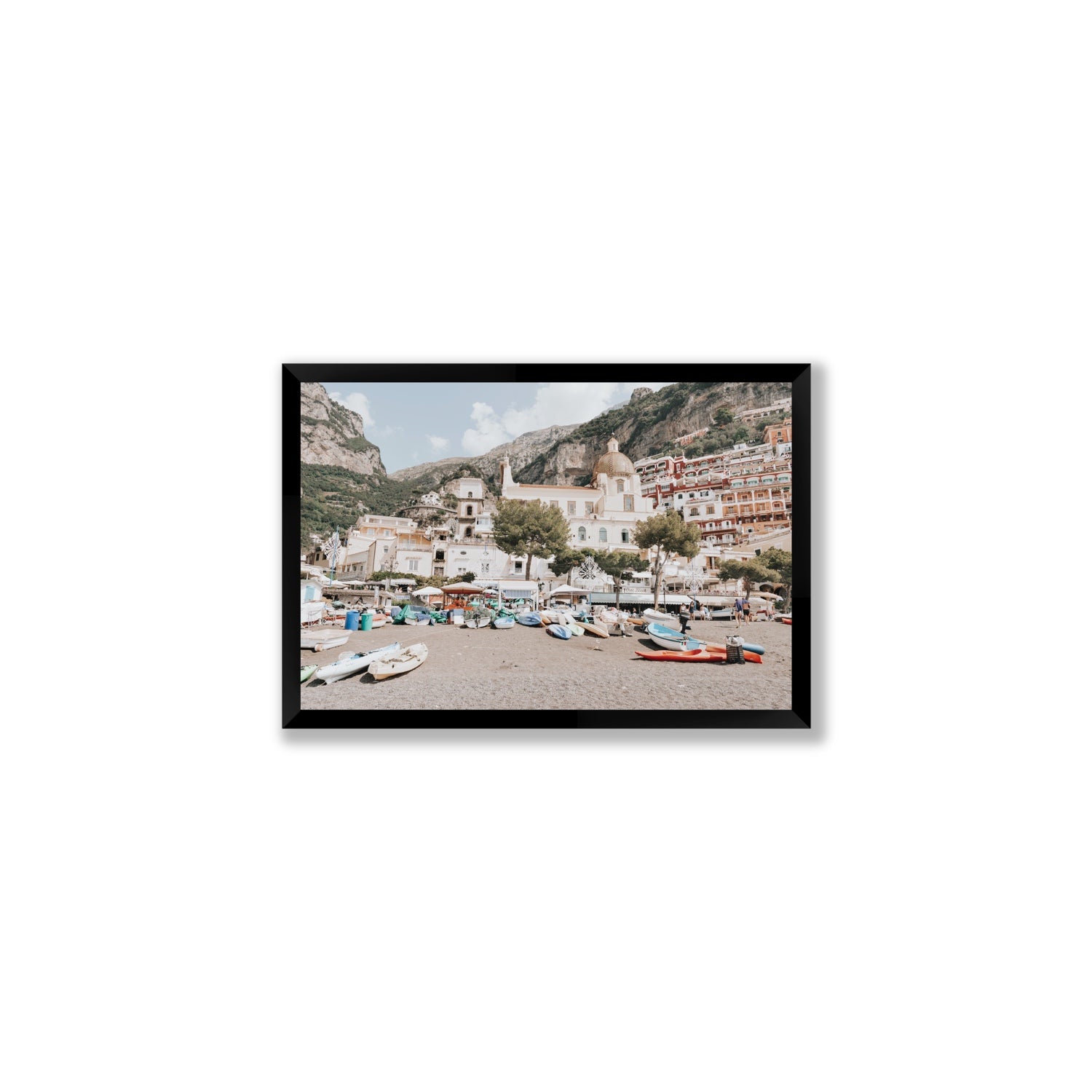 Pastel Paradise fine art print, Positano, Italy, Medium, Black Frame · Full Bleed, Fine Art Print