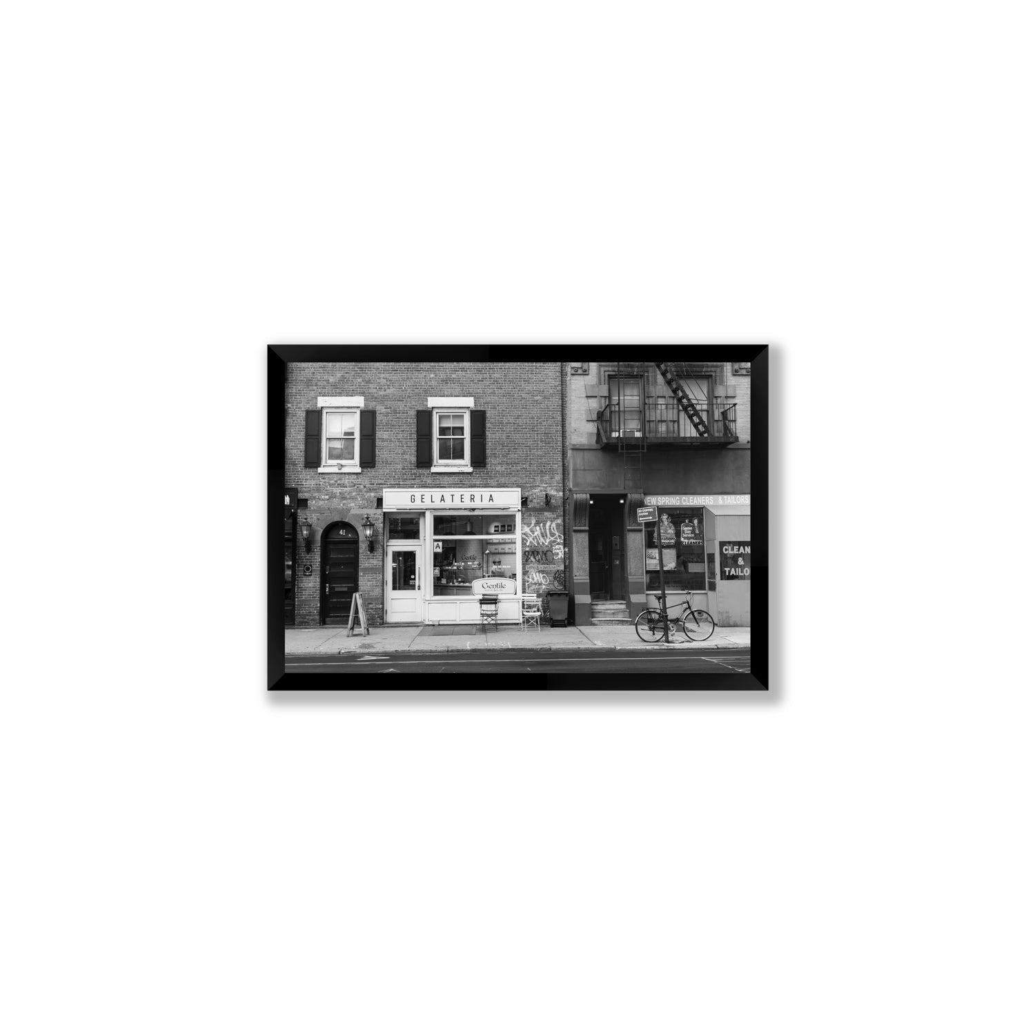 West Village Dolcezza New York NYC Black & White wall art Medium full-bleed fine art print in black frame