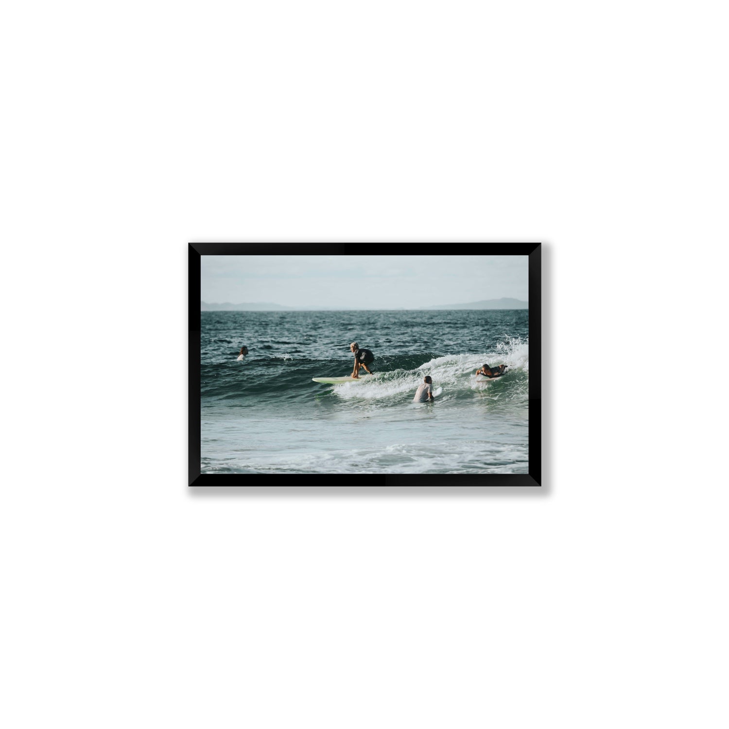 The Boys of Summer Byron Bay Surf coastal wall art Medium full-bleed fine art print in black frame