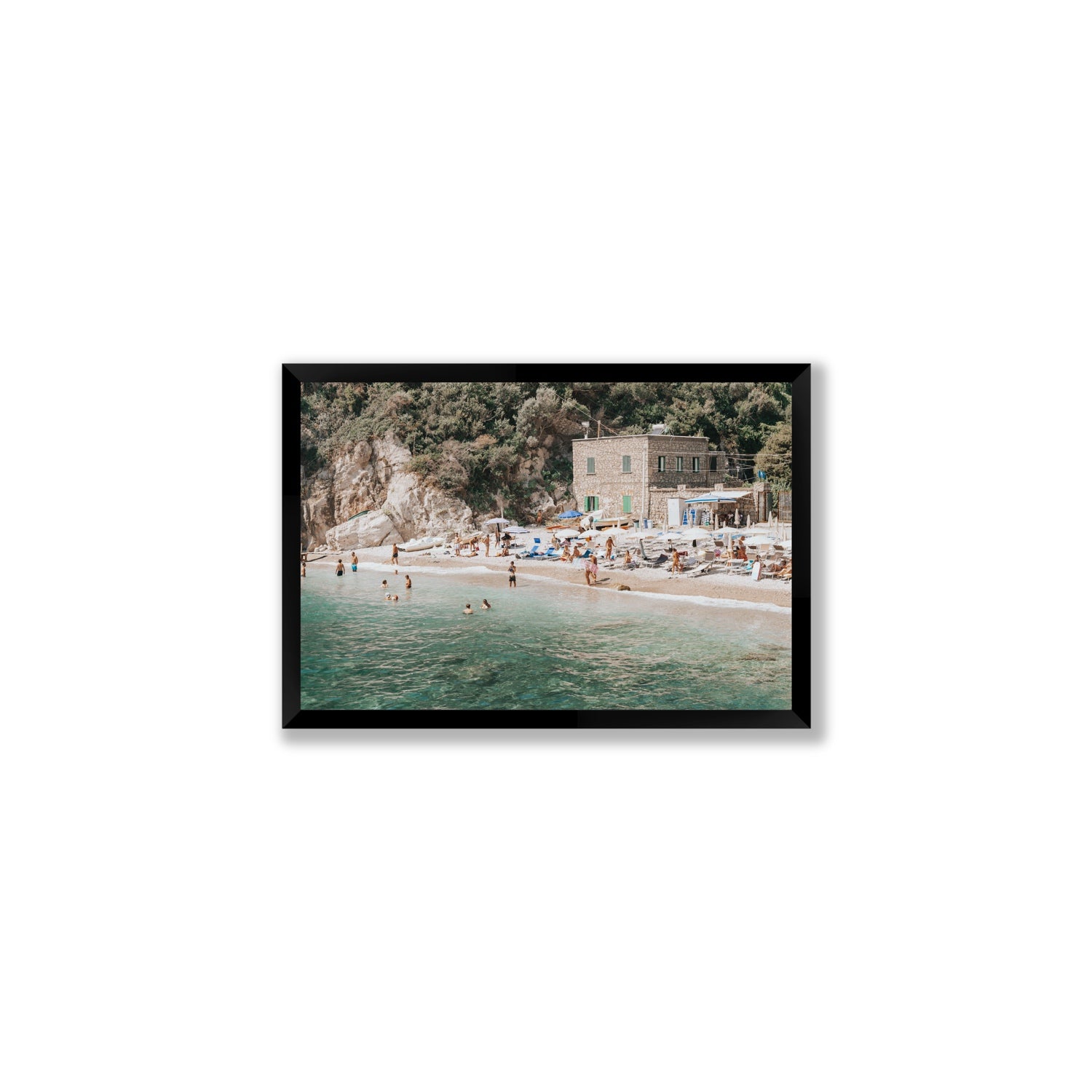 Secluded Sanctuary Nerano Italian Mediterranean decor wall art Medium full-bleed fine art print in black frame