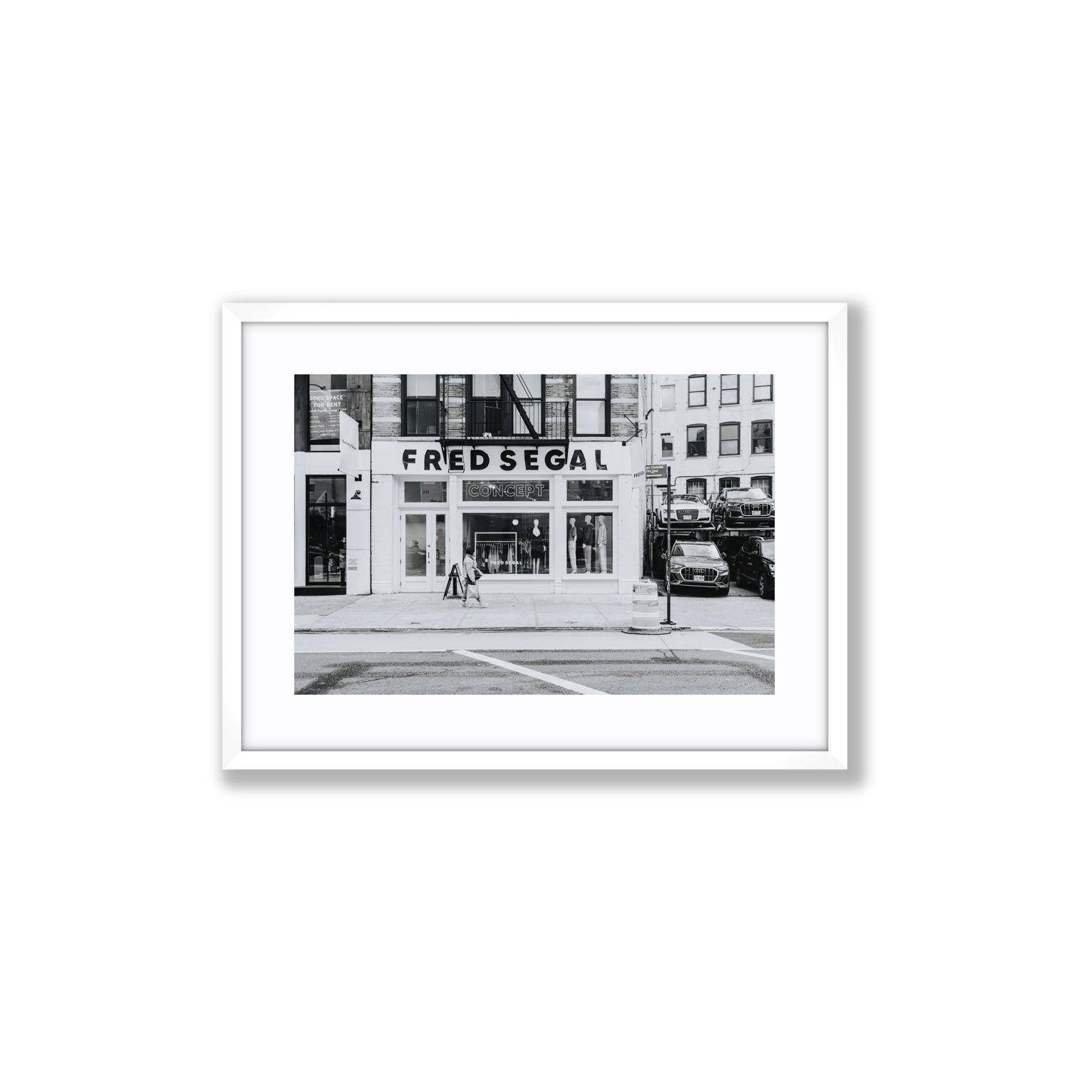Noir York New York NYC Black & White wall art Medium fine art print in white frame with matboard