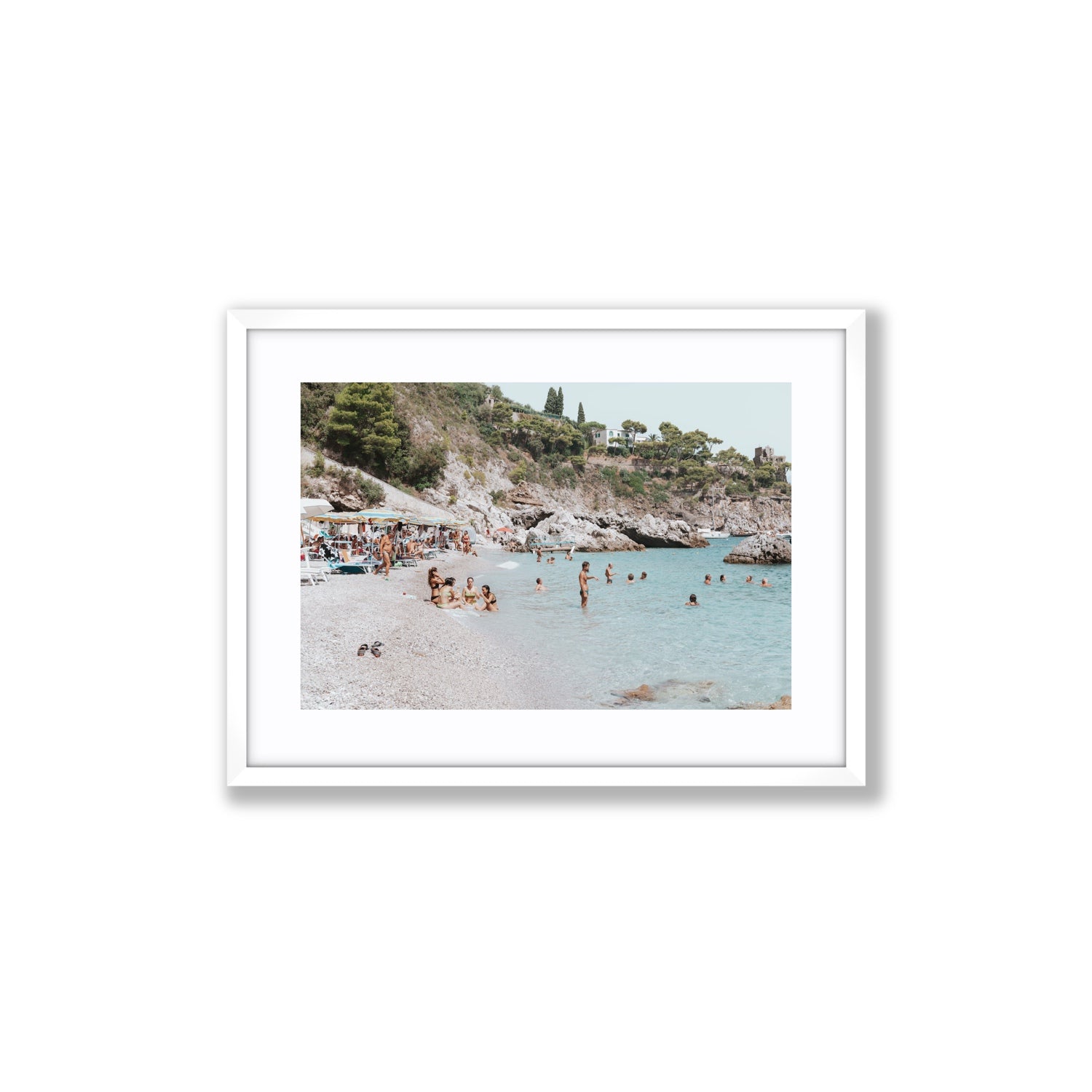 La Vacanza Amalfi Mediterranean wall art Medium fine art print in white frame with matboard