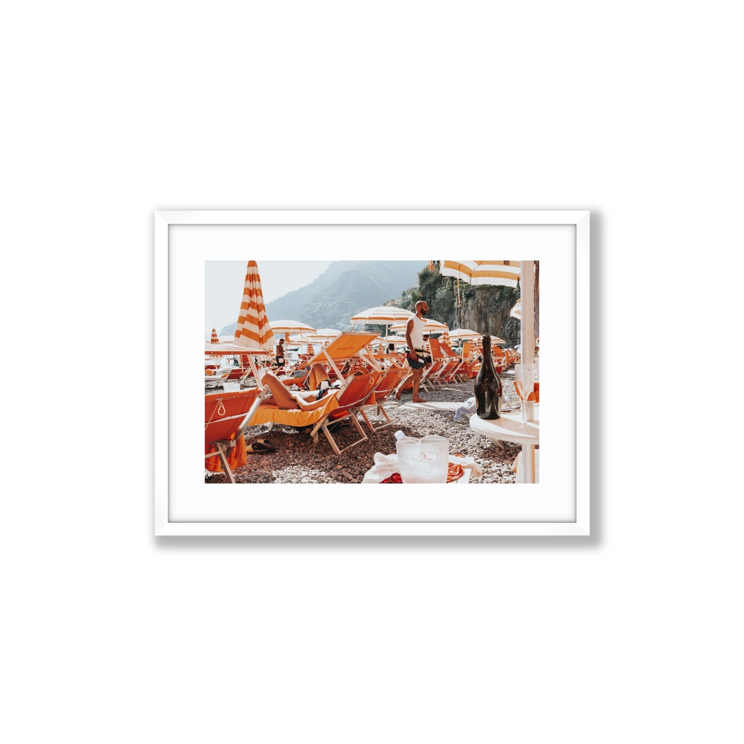 Zesty Shade Positano wall art Medium fine art print in white frame with matboard