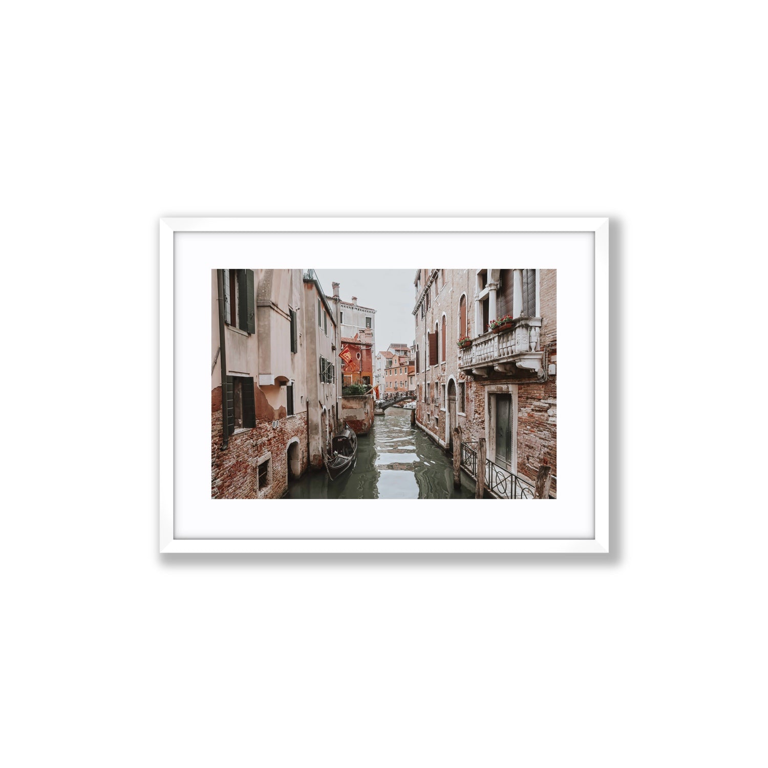 Venetian Gothic Venice Canal Italian wall art Medium fine art print in white frame with matboard