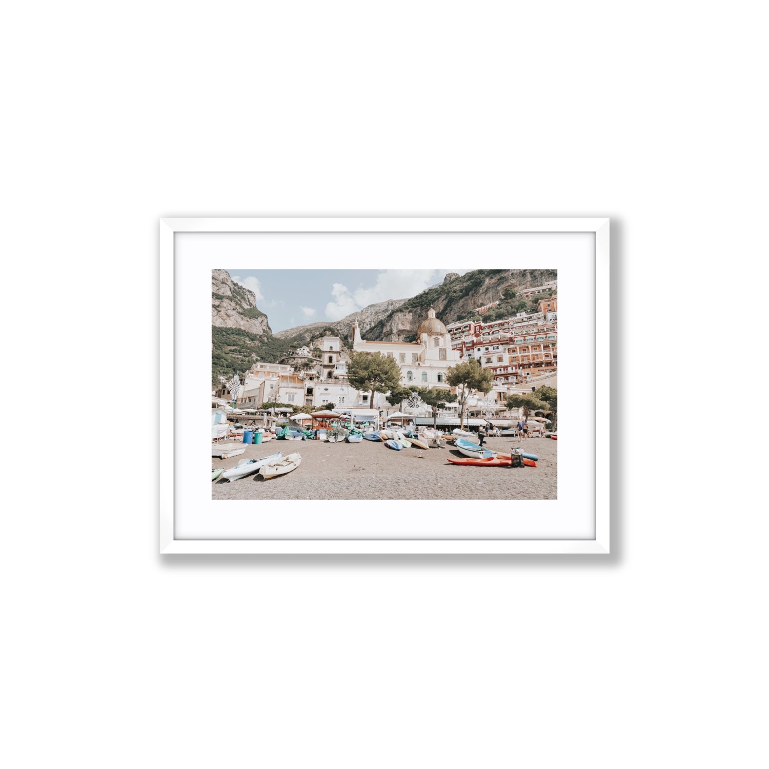 Pastel Paradise fine art print, Positano, Italy, Medium, White Frame · Matboard, Fine Art Print