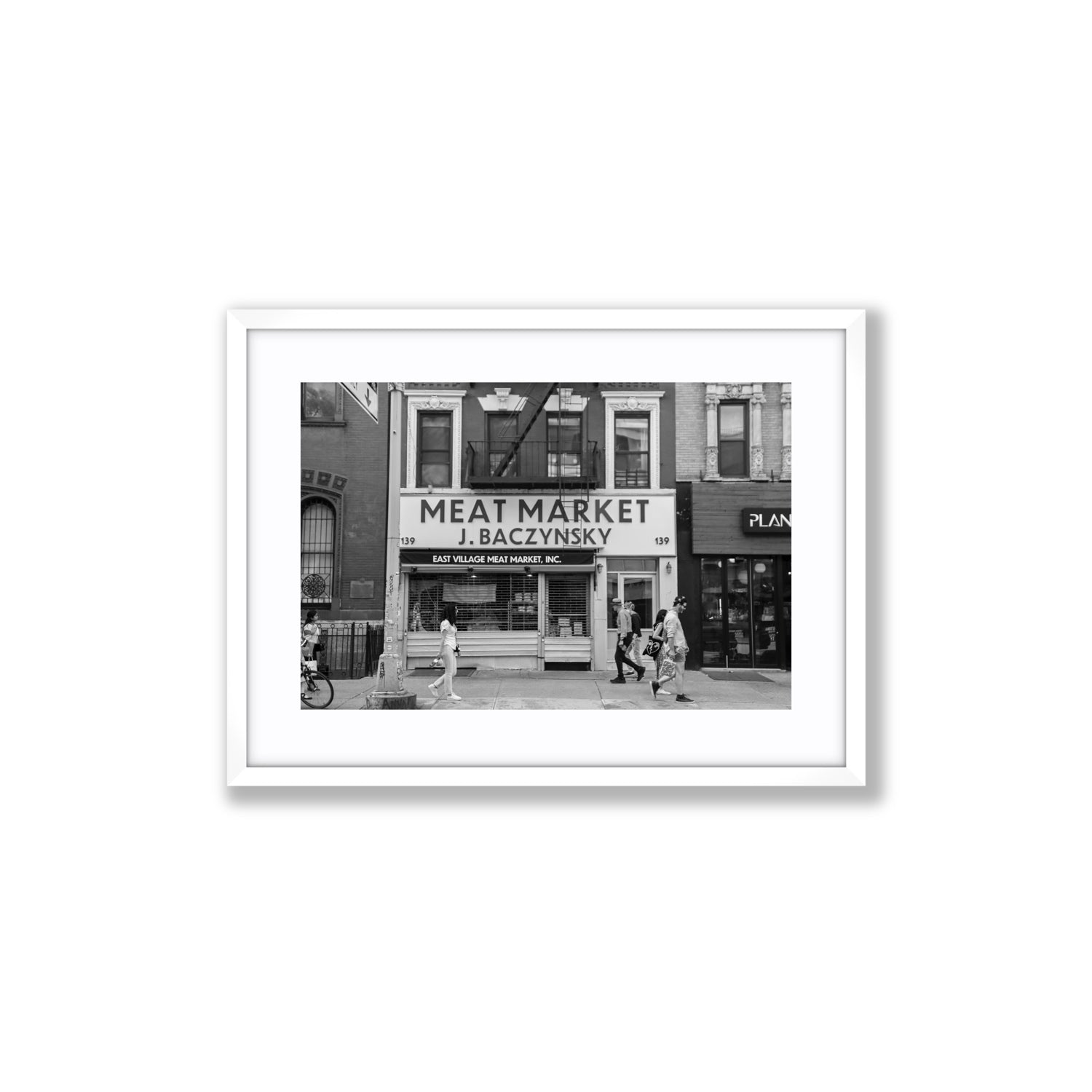 Meat District New York NYC Black & White wall art Medium fine art print in white frame with matboard