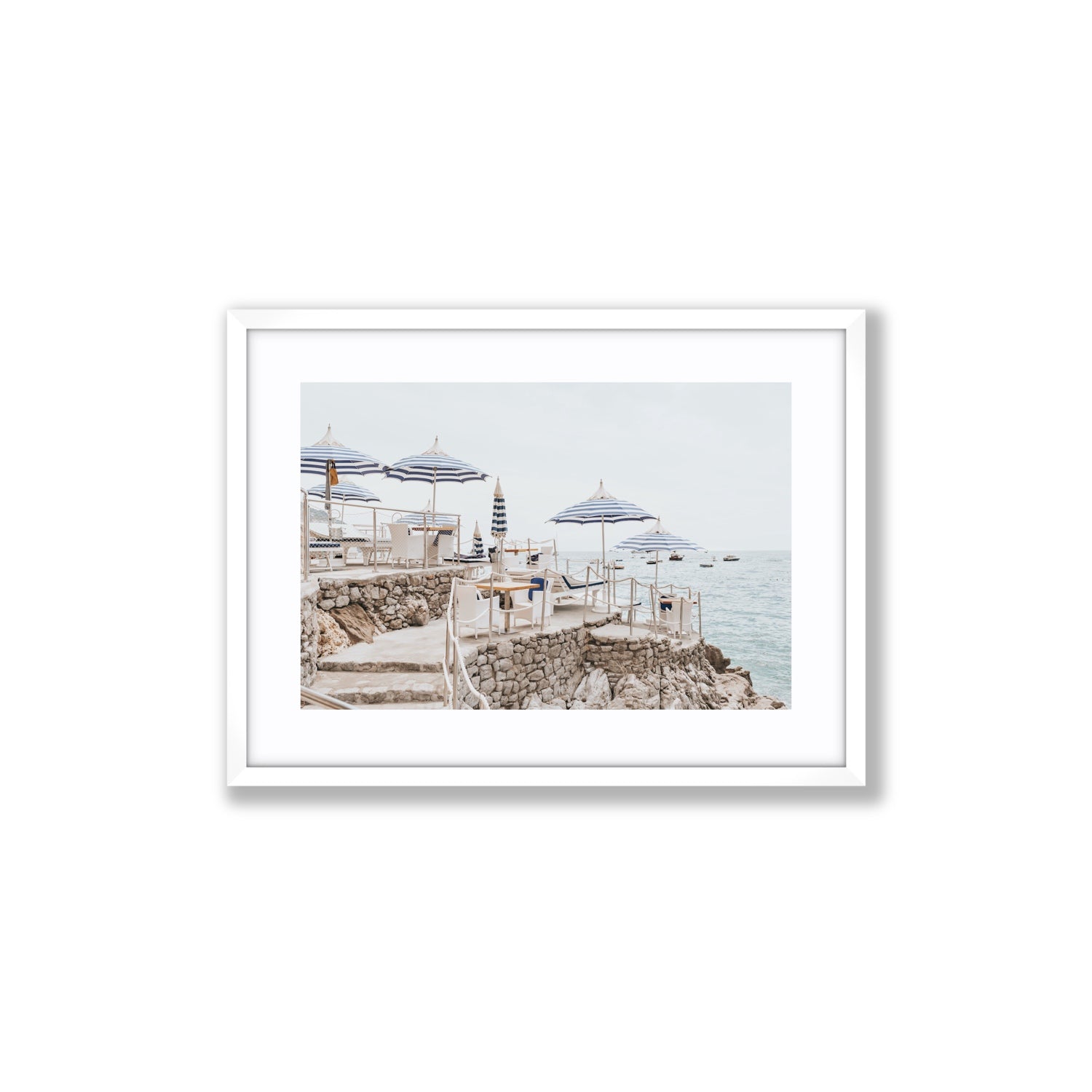 Ombrelloni fine art print, Positano, Italy, Medium, White Frame · Matboard, Fine Art Print