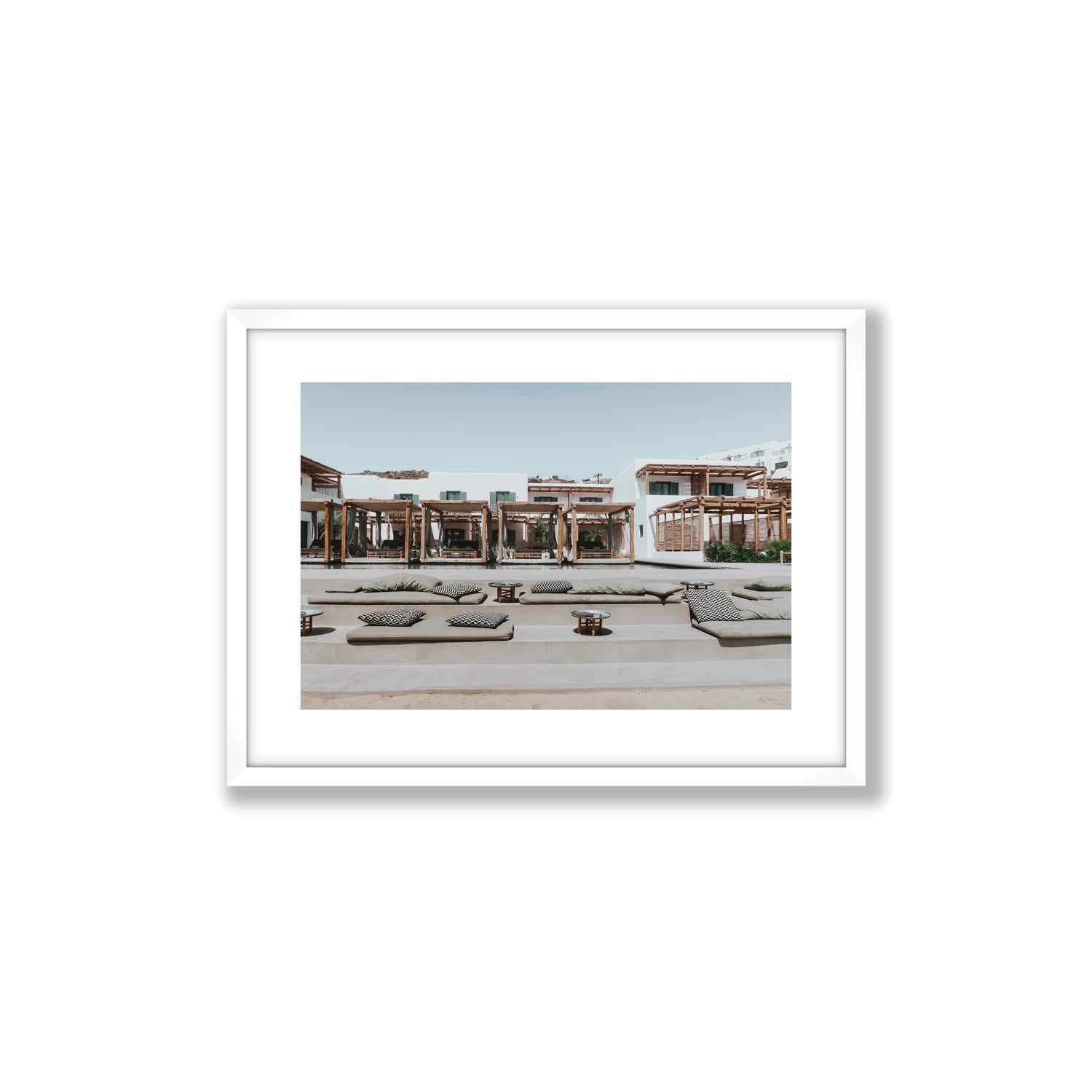 Platis Gialos fine art print, Mykonos, Greece, Medium, White Frame · Matboard, Fine Art Print