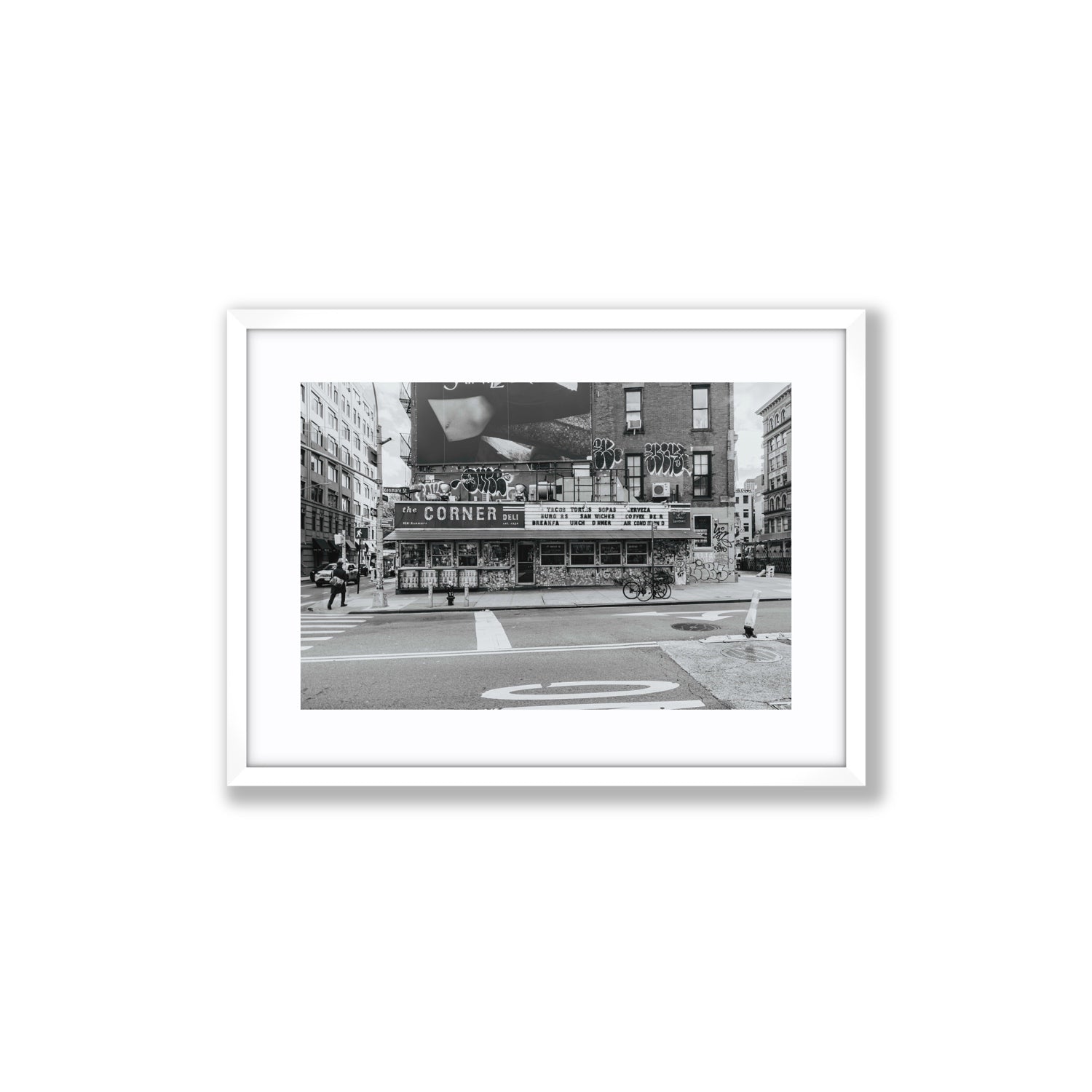 Kenmare Street New York NYC Black & White wall art Medium fine art print in white frame with matboard