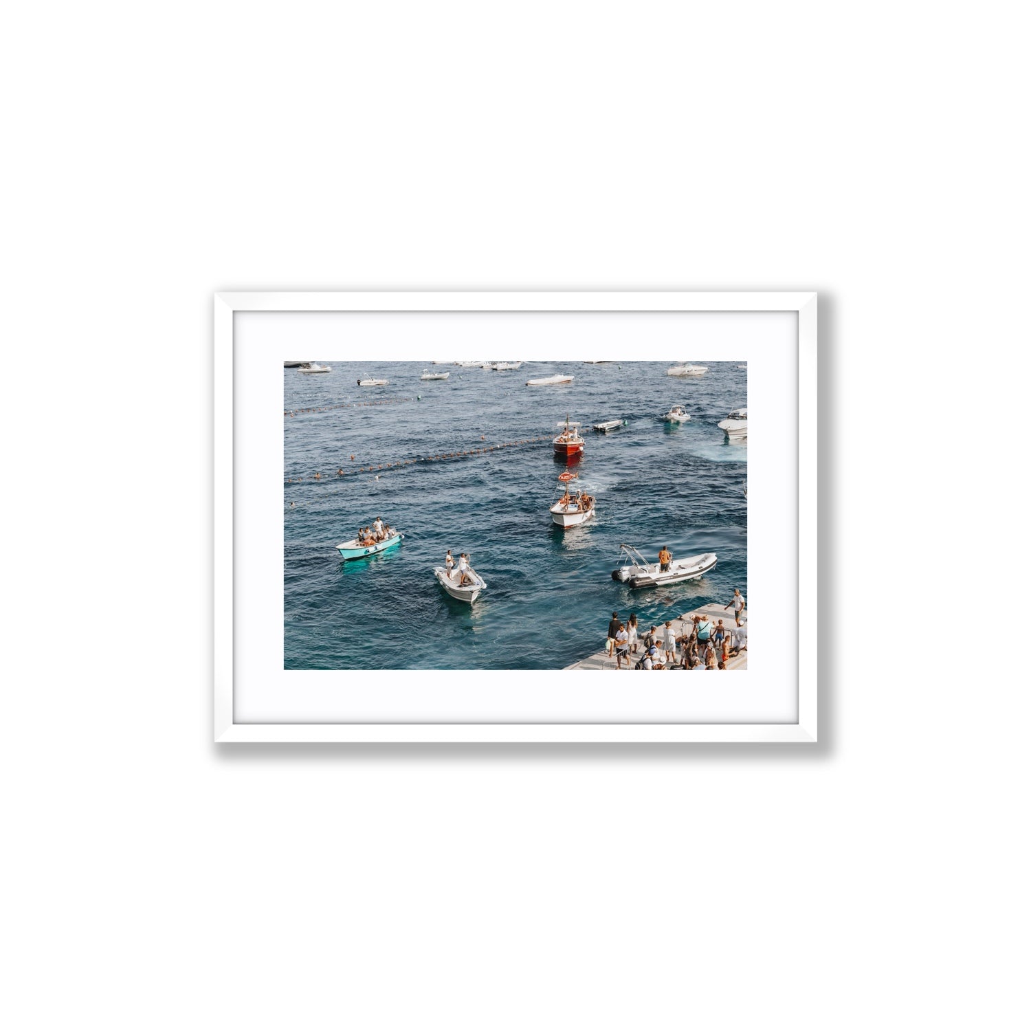 Nautical Parade Positano wall art Medium fine art print in white frame with matboard