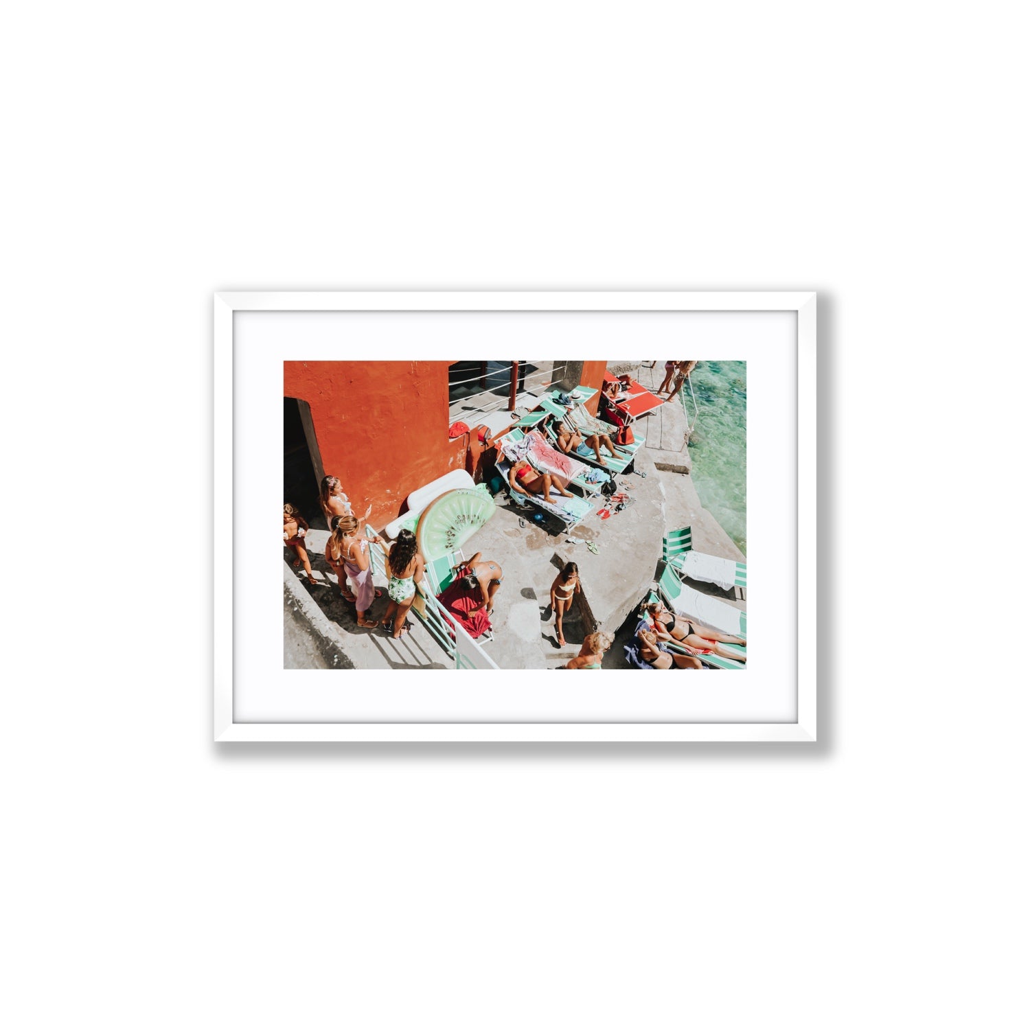 Italianita Capri beach Mediterranean wall art Medium fine art print in white frame with matboard