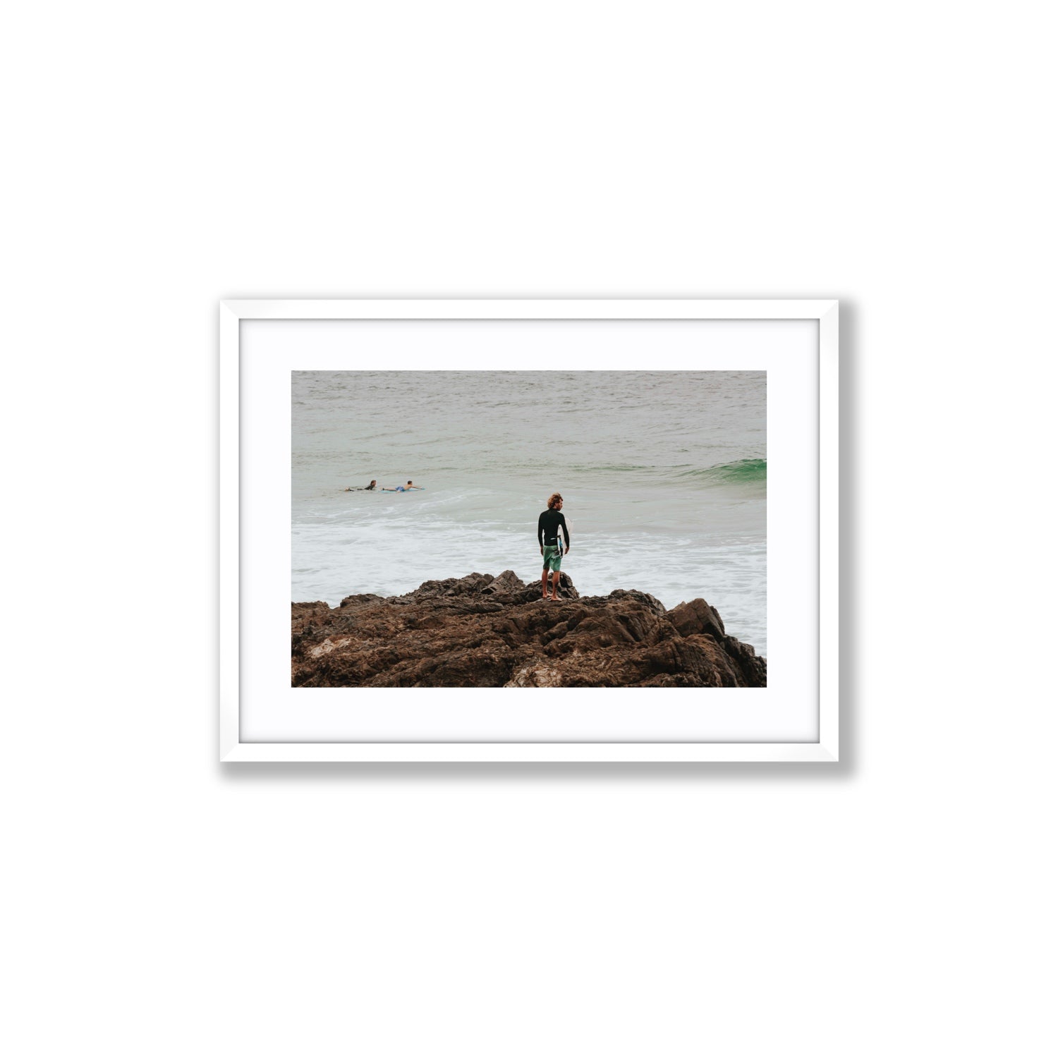 Let The Sea Set You Free Byron Bay Surf wall art Medium fine art print in white frame with matboard
