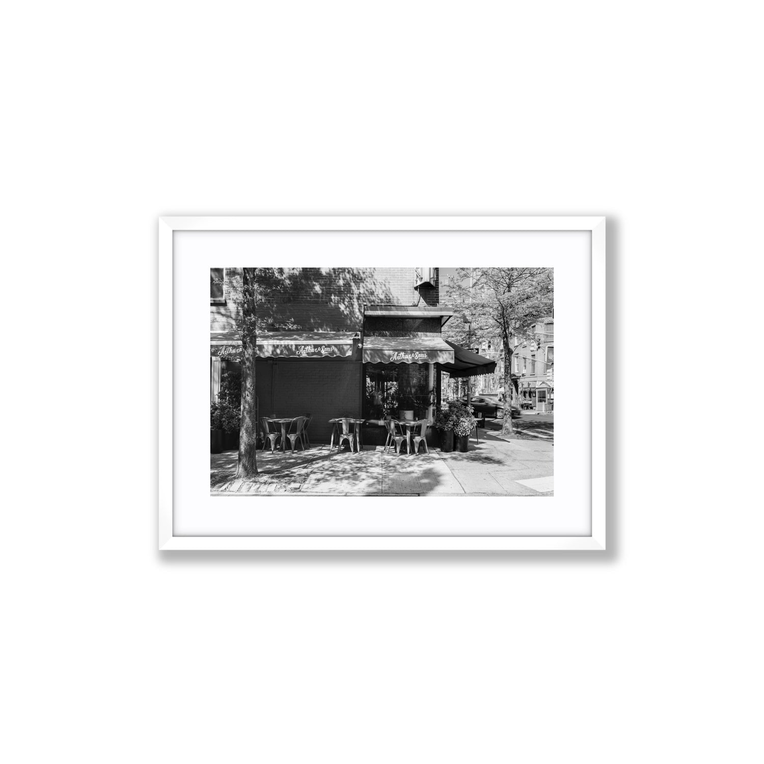 Arthur's Corner New York NYC Restaurant wall art Medium fine art print in white frame with matboard