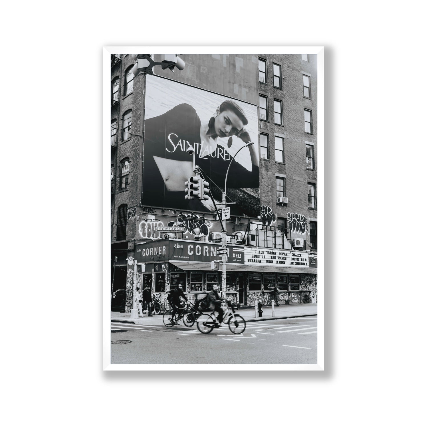 Runway To Rooftops New York NYC Black & White wall art Gallery full-bleed fine art print in white frame