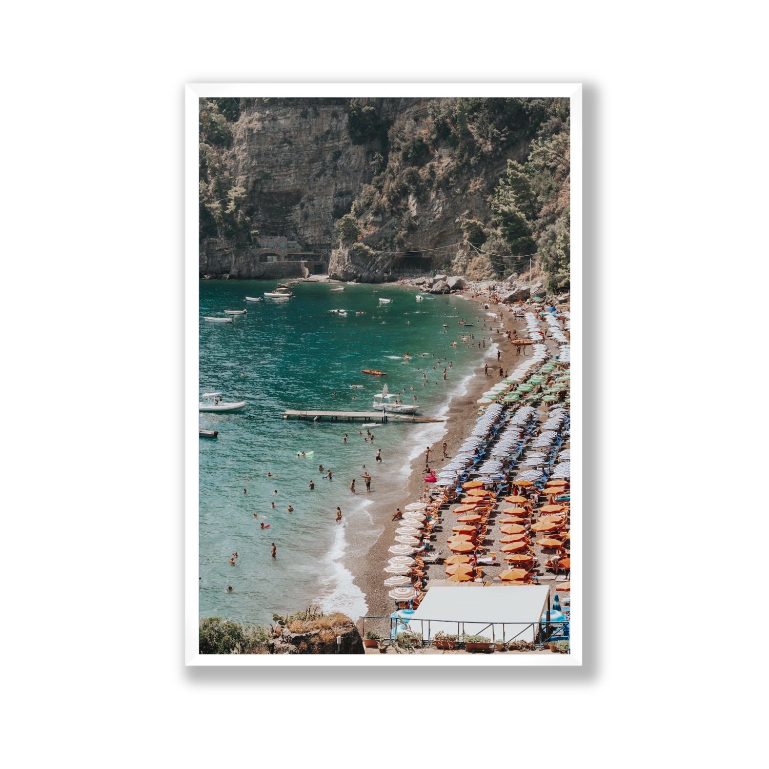 Parasol Panorama fine art print, Positano, Italy, Gallery, White Frame · Full Bleed, Fine Art Print