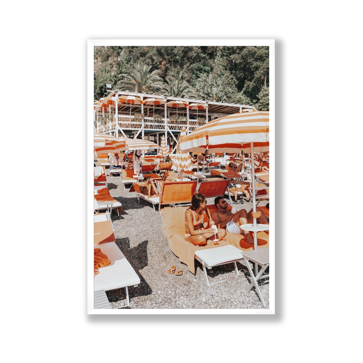 Lounging In Lido fine art print, Positano, Italy, Gallery, White Frame · Full Bleed, Fine Art Print