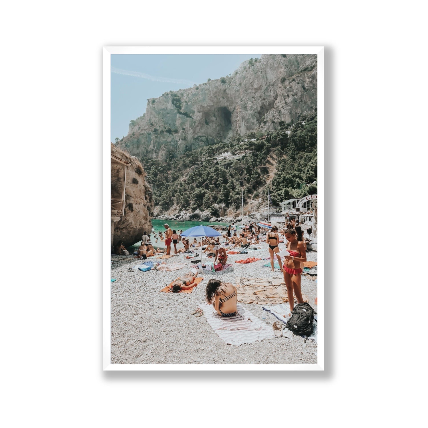 Marina Piccola Capri Mediterranean wall art Gallery full-bleed fine art print in white frame