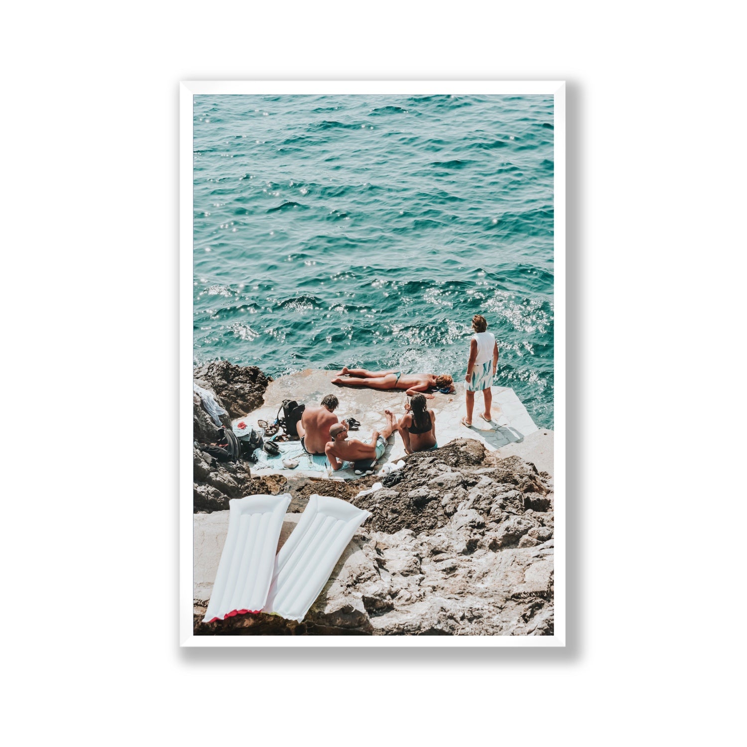 Gli Amici Praiano Amalfi Coast coastal wall art Gallery full-bleed fine art print in white frame