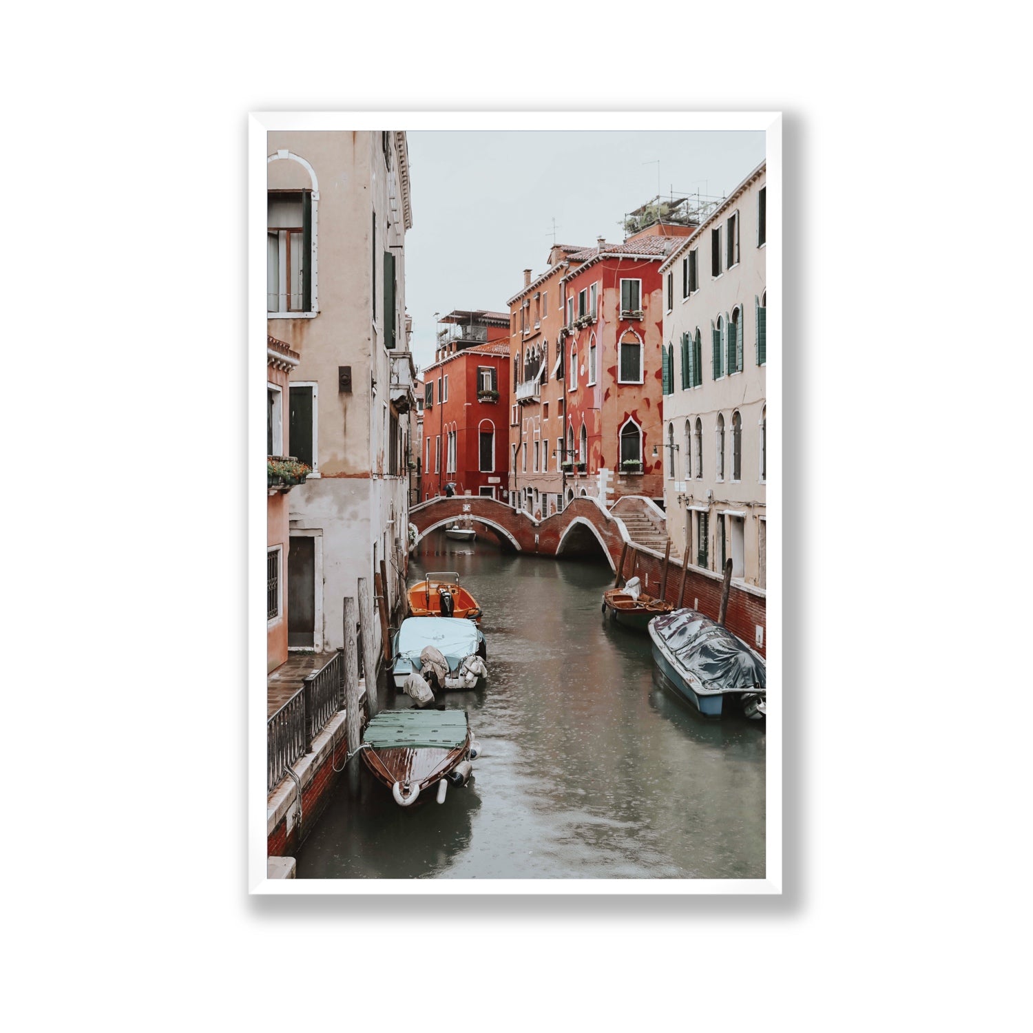 City of Water Venice Italian Mediterranean decor wall art Gallery full-bleed fine art print in white frame