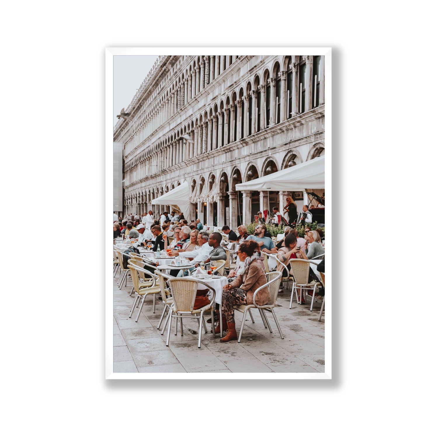 Lunchbreak Venice Italian wall art Gallery full-bleed fine art print in white frame