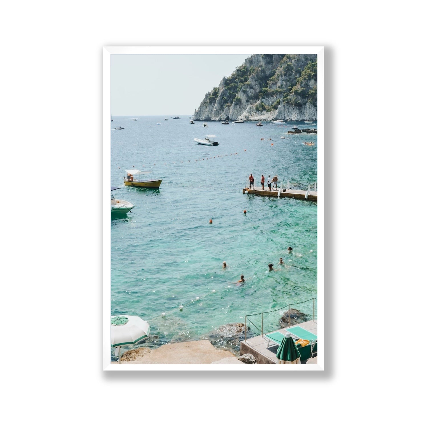 Delizia Pomeridiana Capri coastal wall art Gallery full-bleed fine art print in white frame