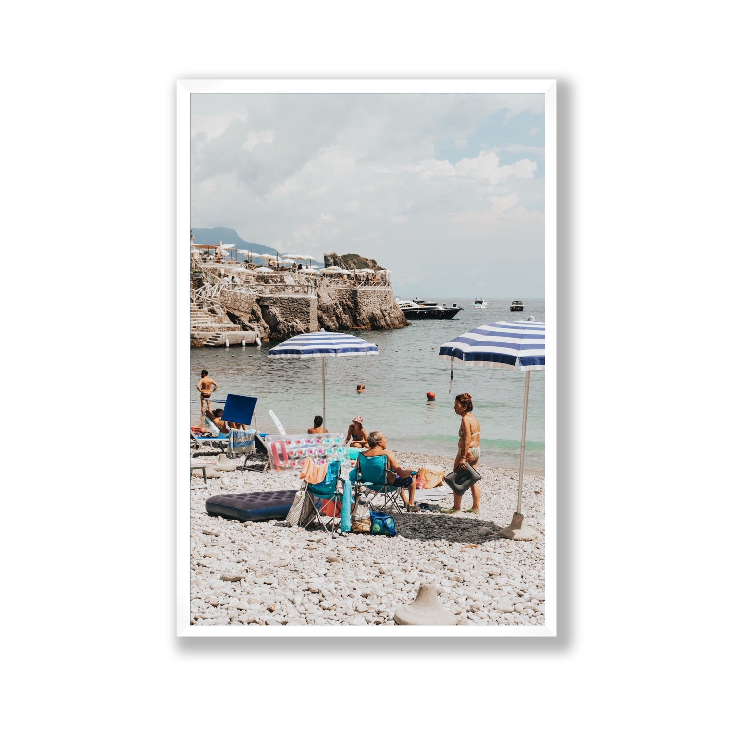 Couple Goals Nerano Amalfi Coast coastal wall art Gallery full-bleed fine art print in white frame