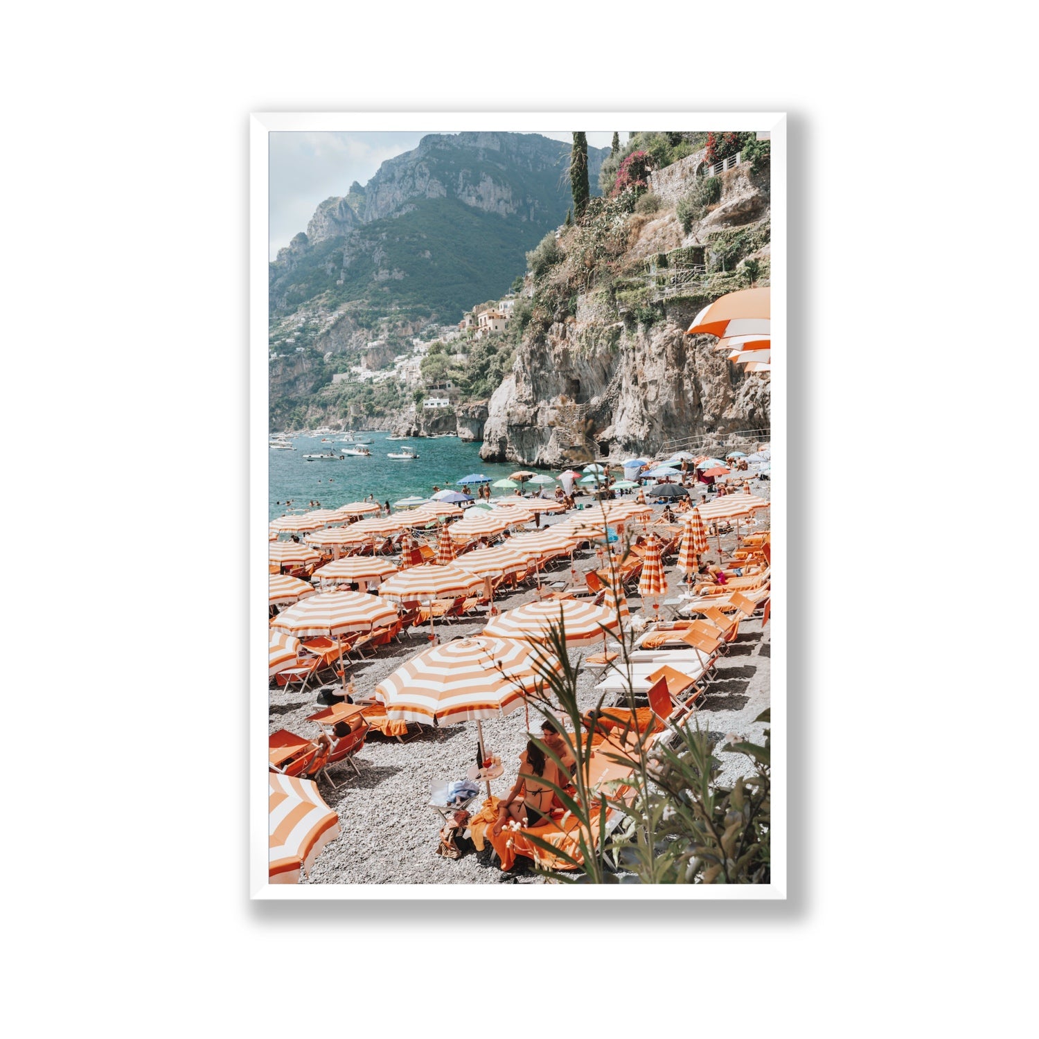 Bagni d'Arienzo Positano decor wall art Gallery full-bleed fine art print in white frame