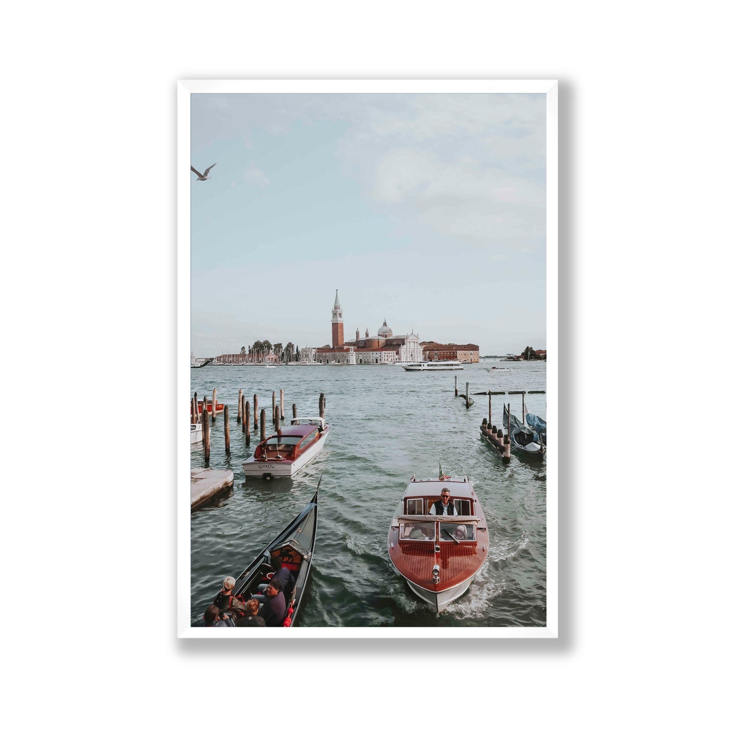 Galleggiante Venice Italian wall art Gallery full-bleed fine art print in white frame