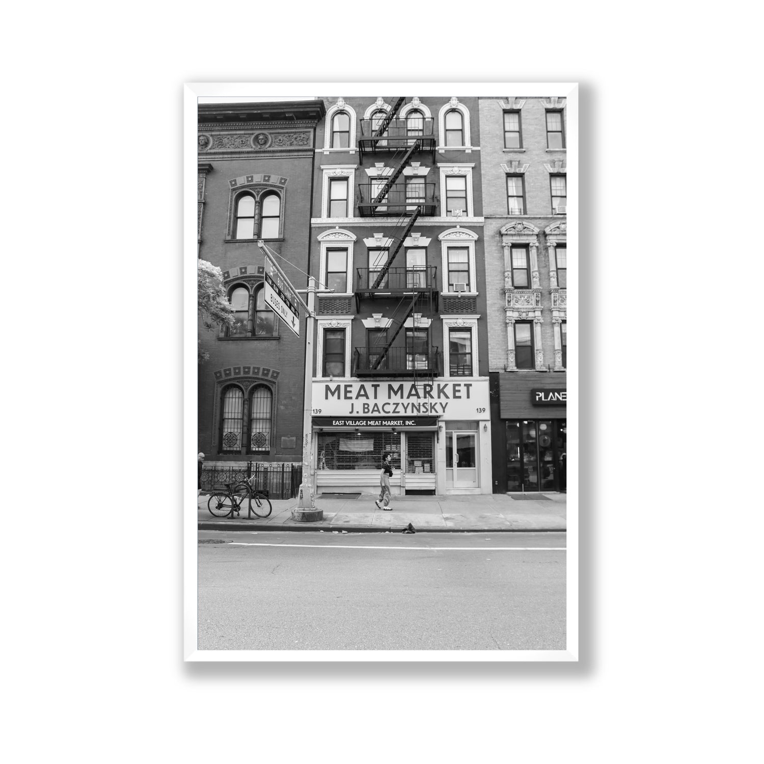 Vertical Village New York NYC Black & White wall art Gallery full-bleed fine art print in white frame