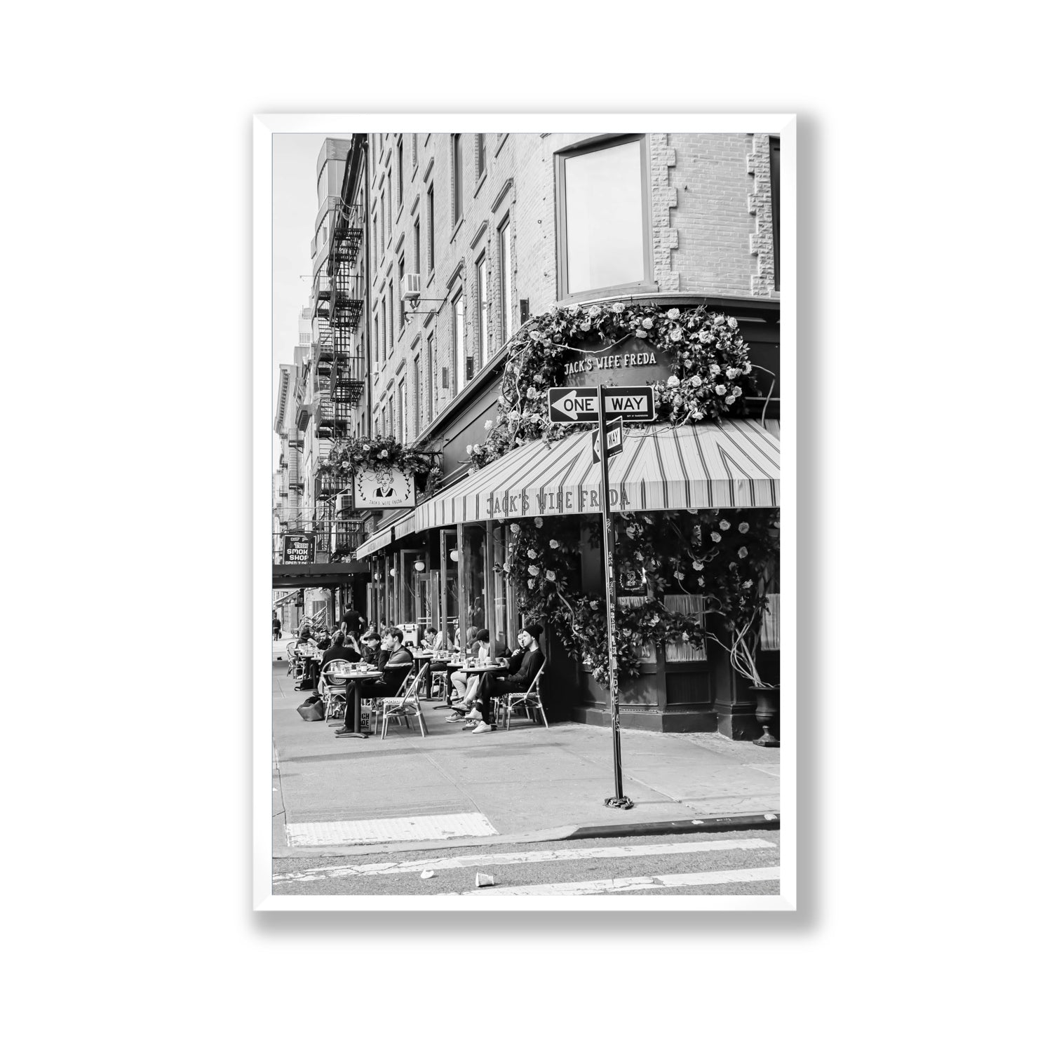 Freda's Feast New York NYC Black & White wall art Gallery full-bleed fine art print in white frame