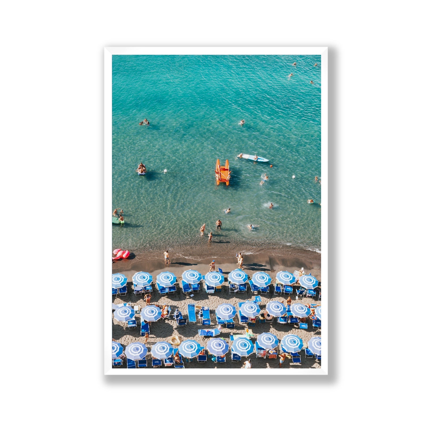 Aquamarine Oasis Sorrento Italian coastal wall art Gallery full-bleed fine art print in white frame