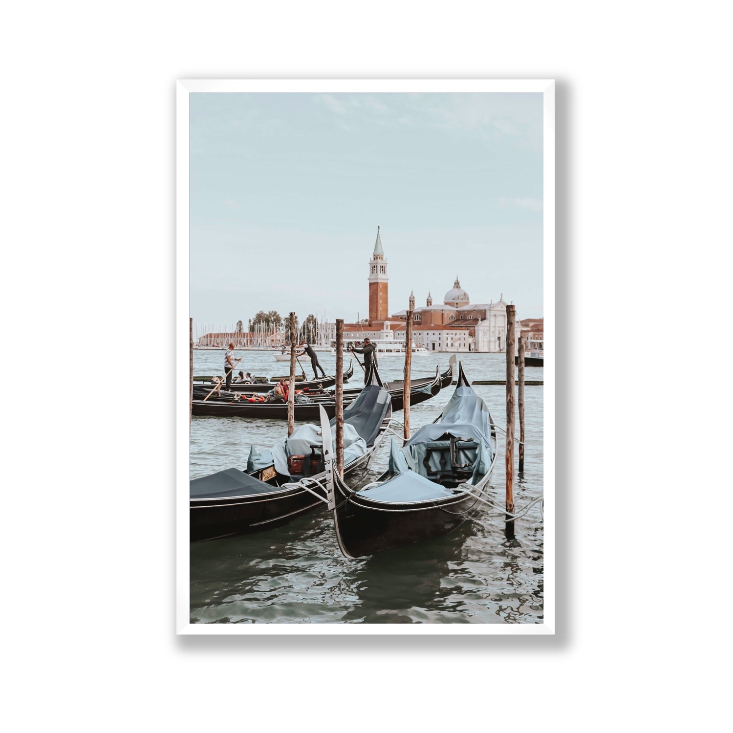 Italian Commute Venice Italian Mediterranean decor wall art Gallery full-bleed fine art print in white frame
